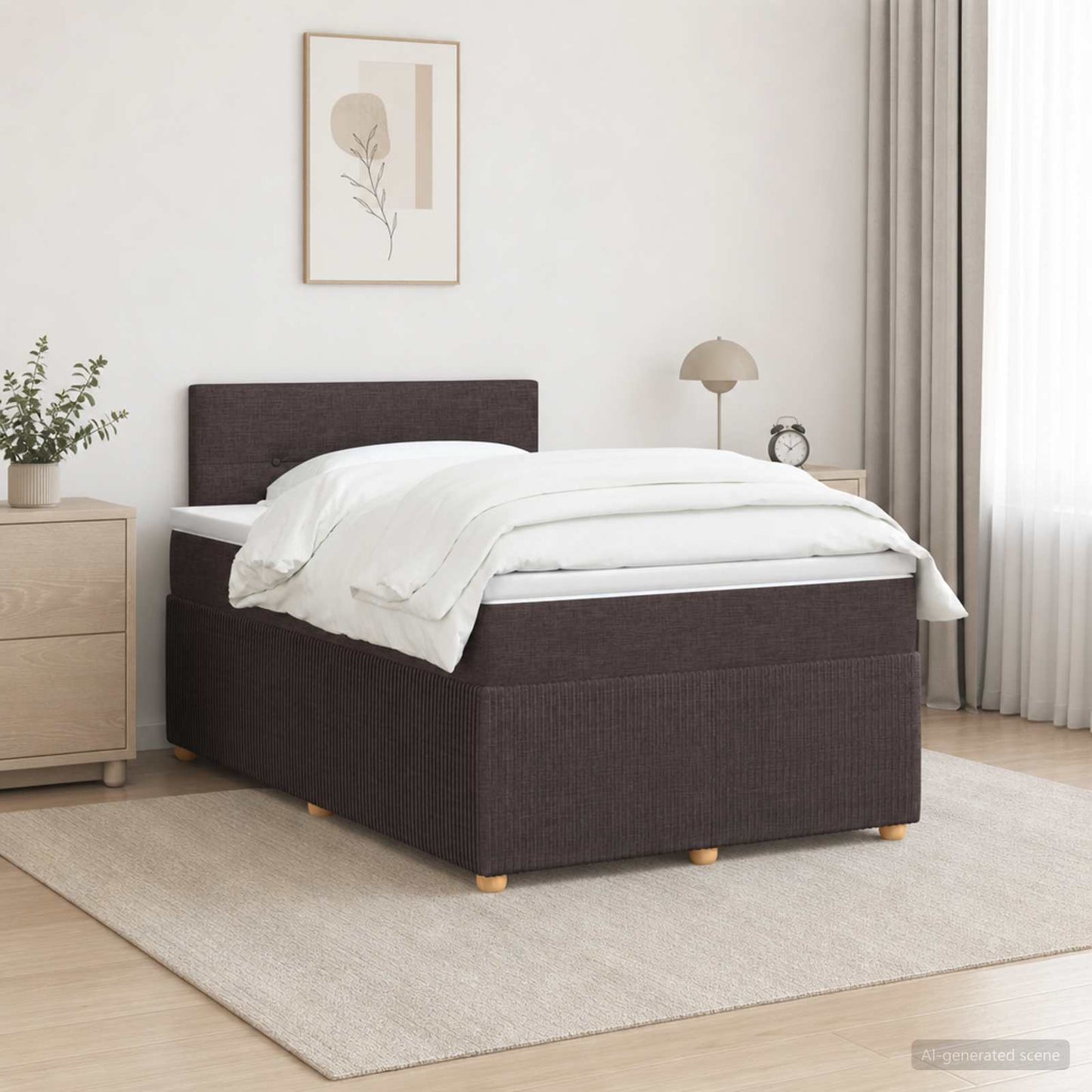 Boxspring ágy matraccal Sötét Barna 120 x 200 cm Szövet