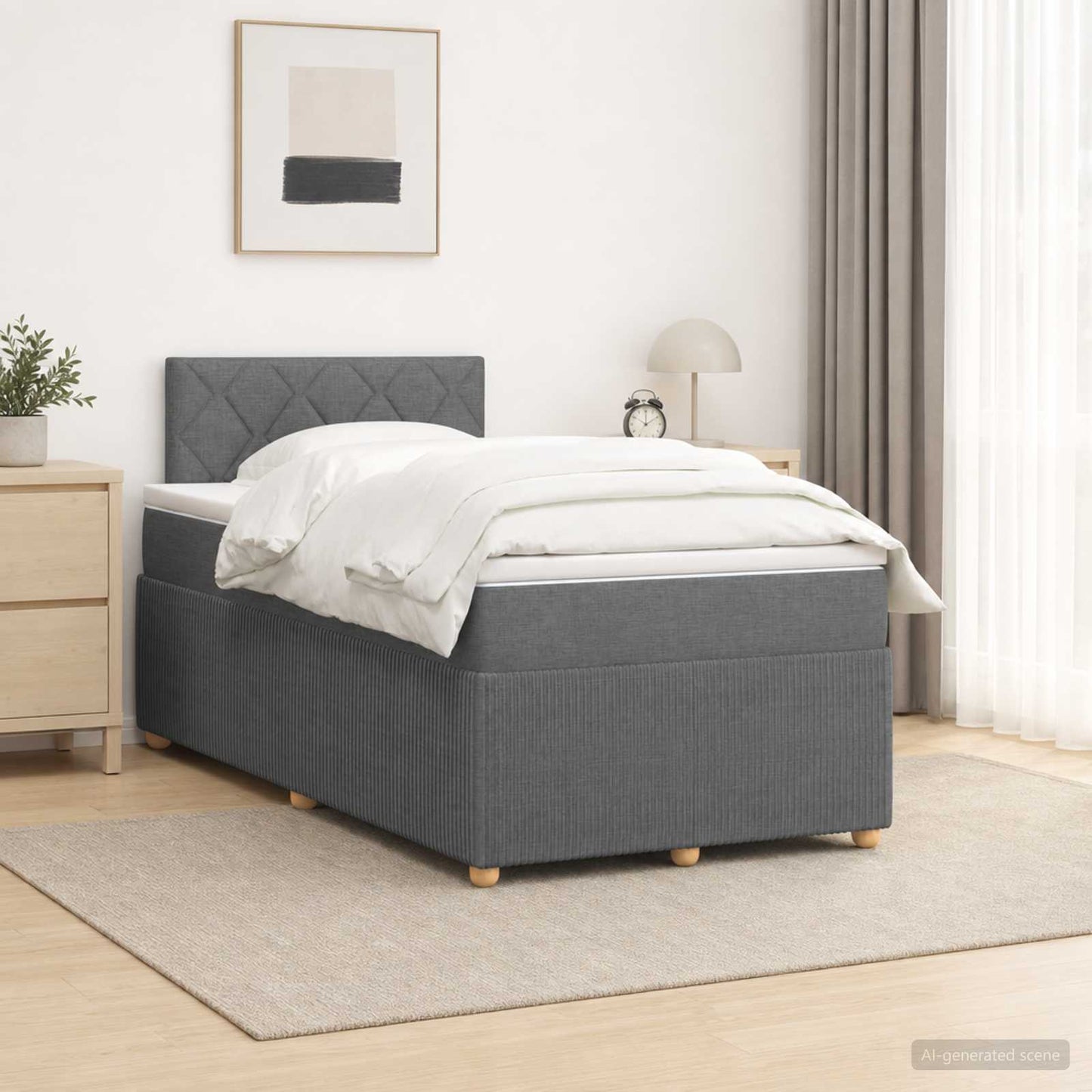 Boxspring ágy matraccal Sötétszürke 120 x 200 cm Szövet