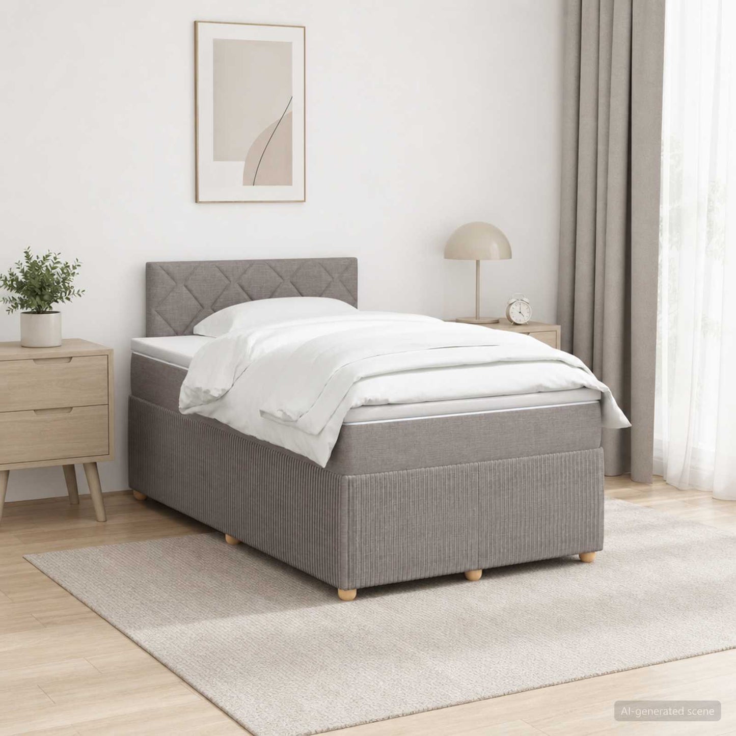 Boxspring ágy matraccal Tópszínű 120 x 200 cm Szövet