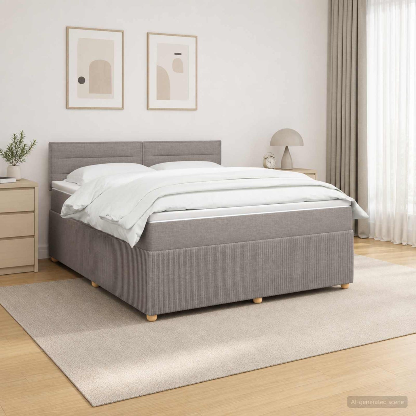 Boxspring ágy matraccal Tópszínű 140 x 200 cm Szövet