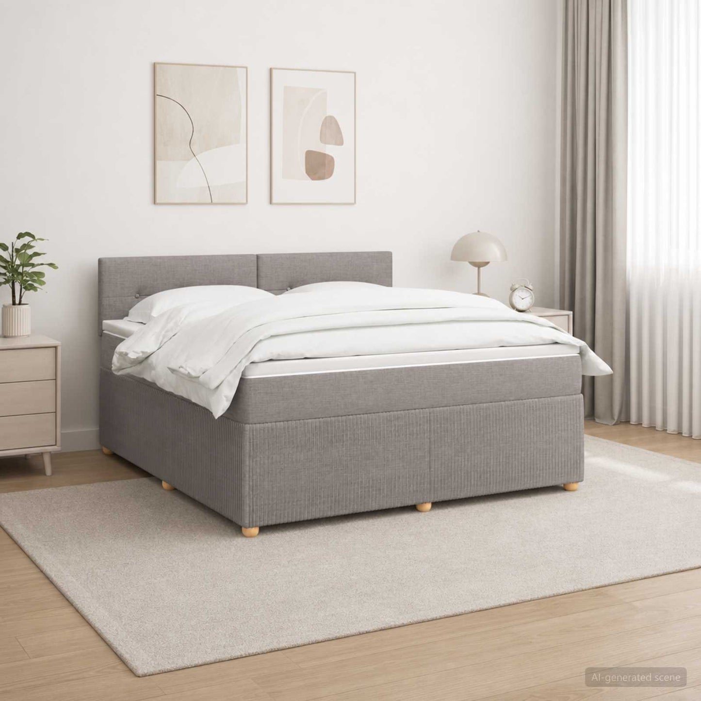 Boxspring ágy matraccal Tópszínű 140 x 200 cm Szövet