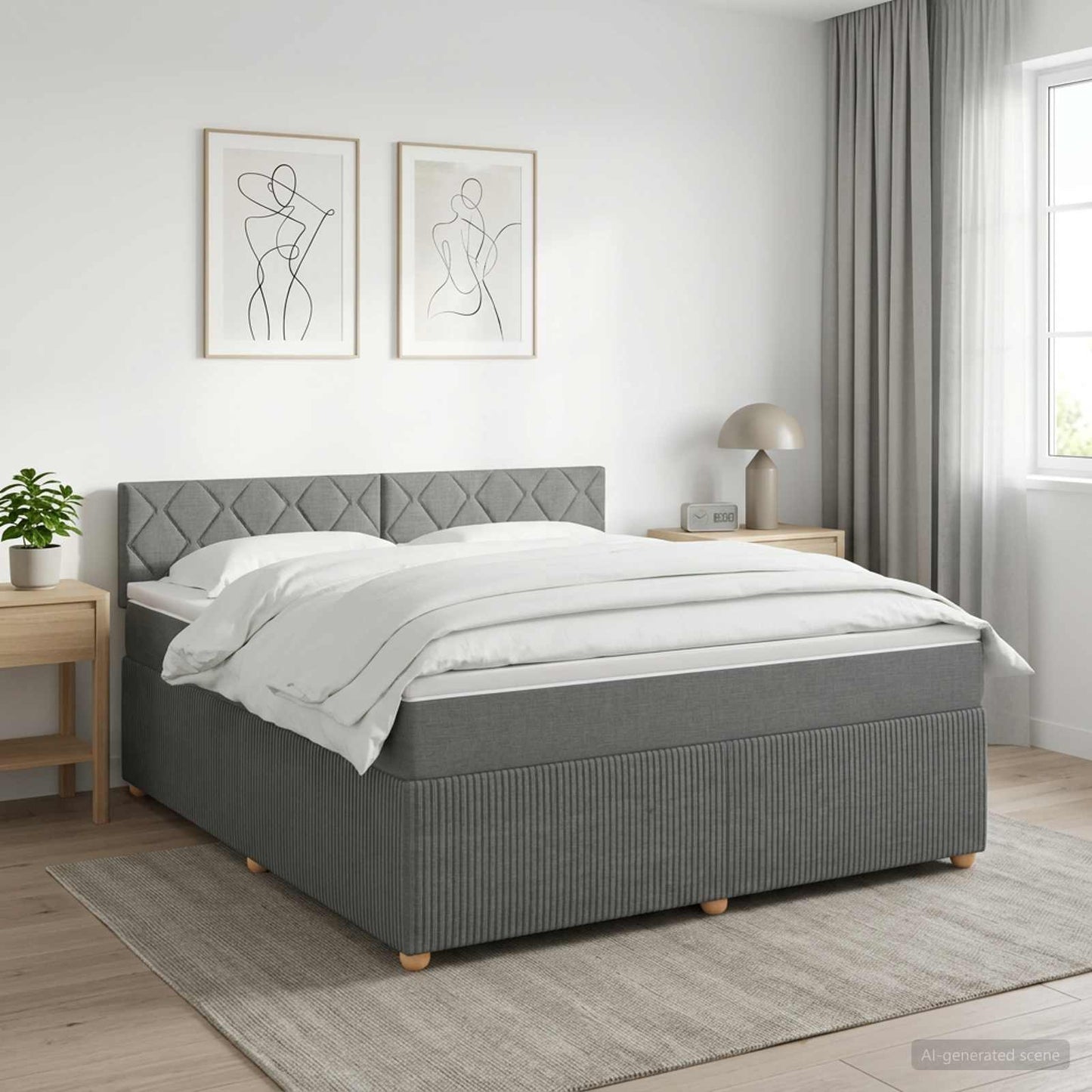 Boxspring ágy matraccal Sötétszürke 160 x 200 cm Szövet