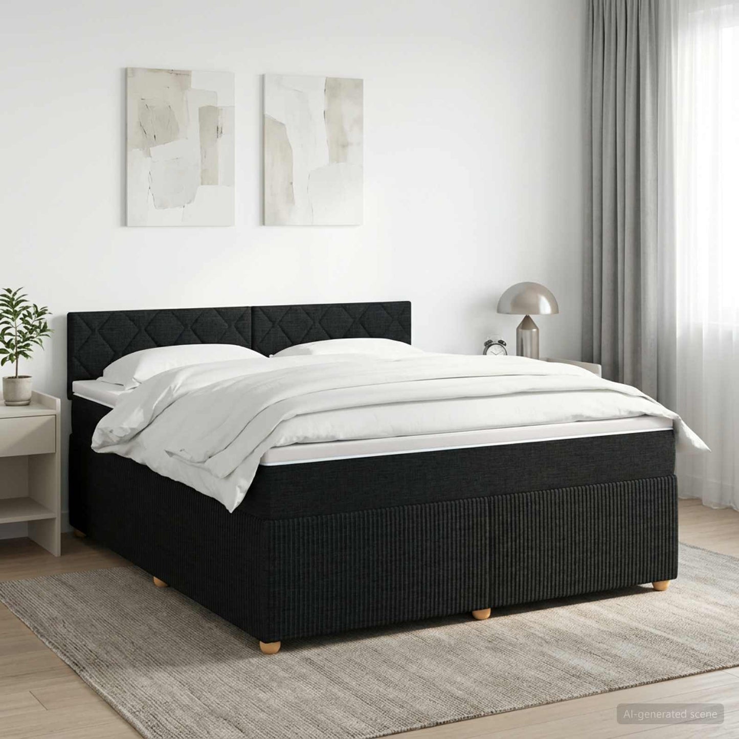 Boxspring ágy matraccal fejtámlával Fekete 180 x 200 cm Szövet
