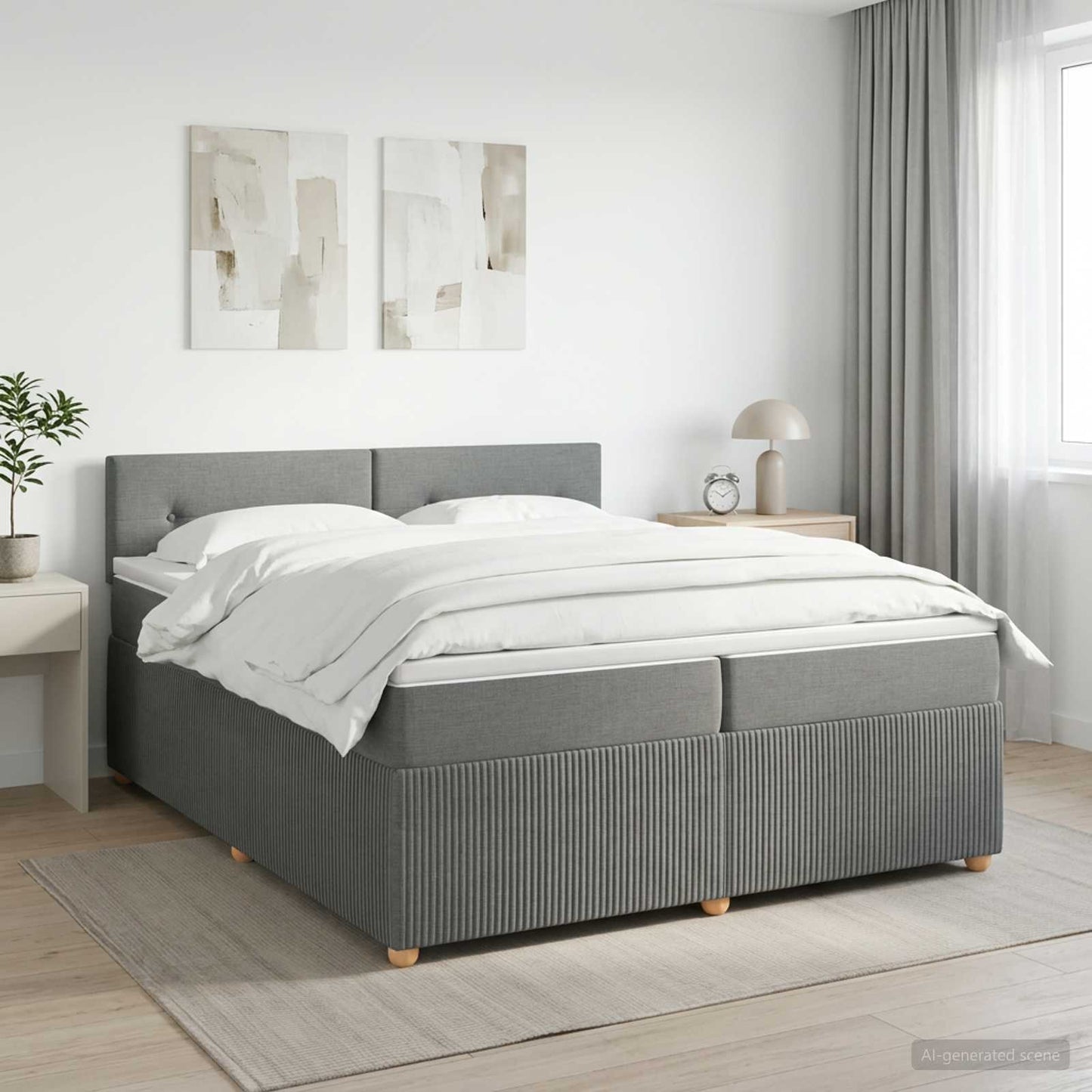Boxspring ágy matraccal Sötétszürke 200 x 200 cm Szövet