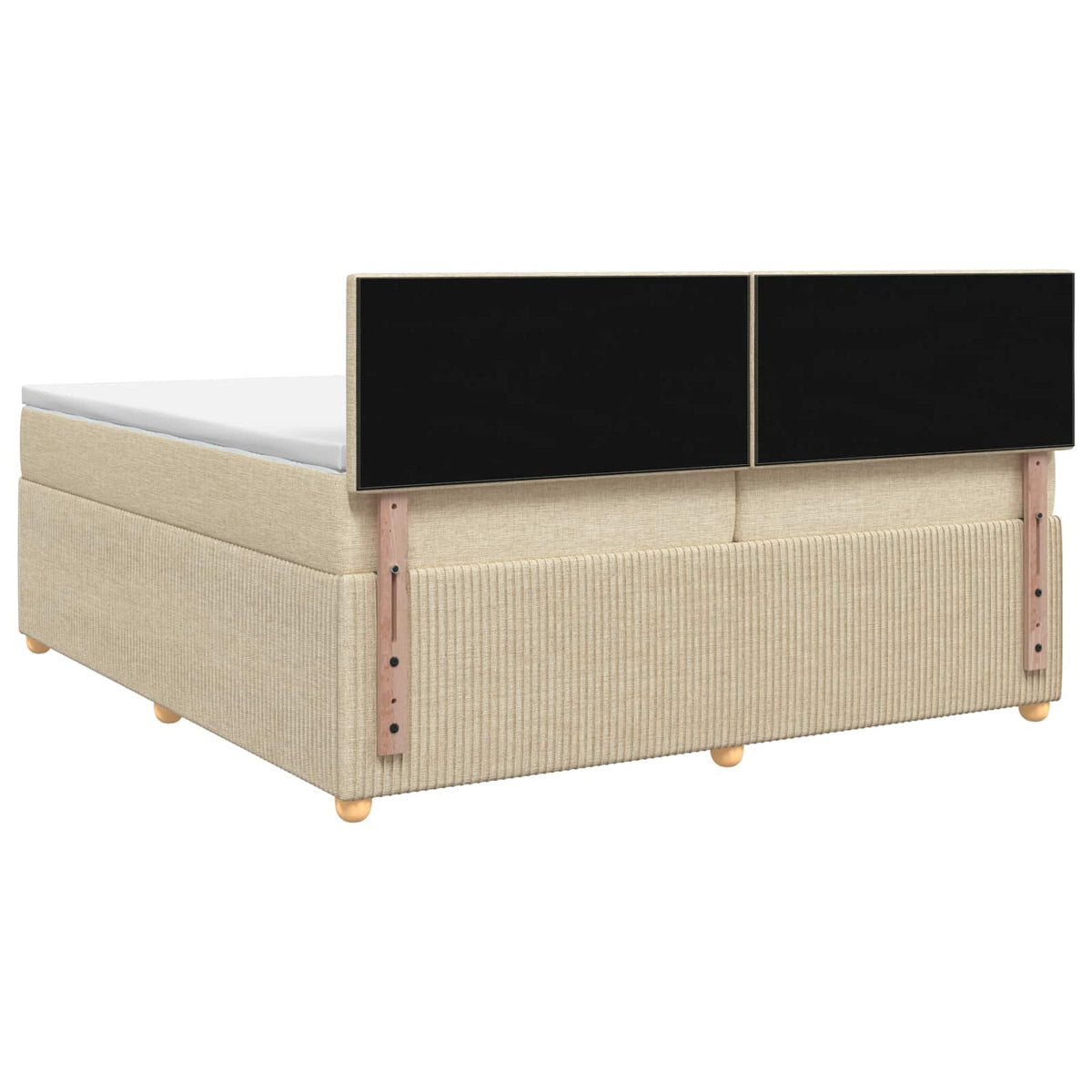 Boxspring ágy matraccal Krémszínű 200 x 200 cm Szövet