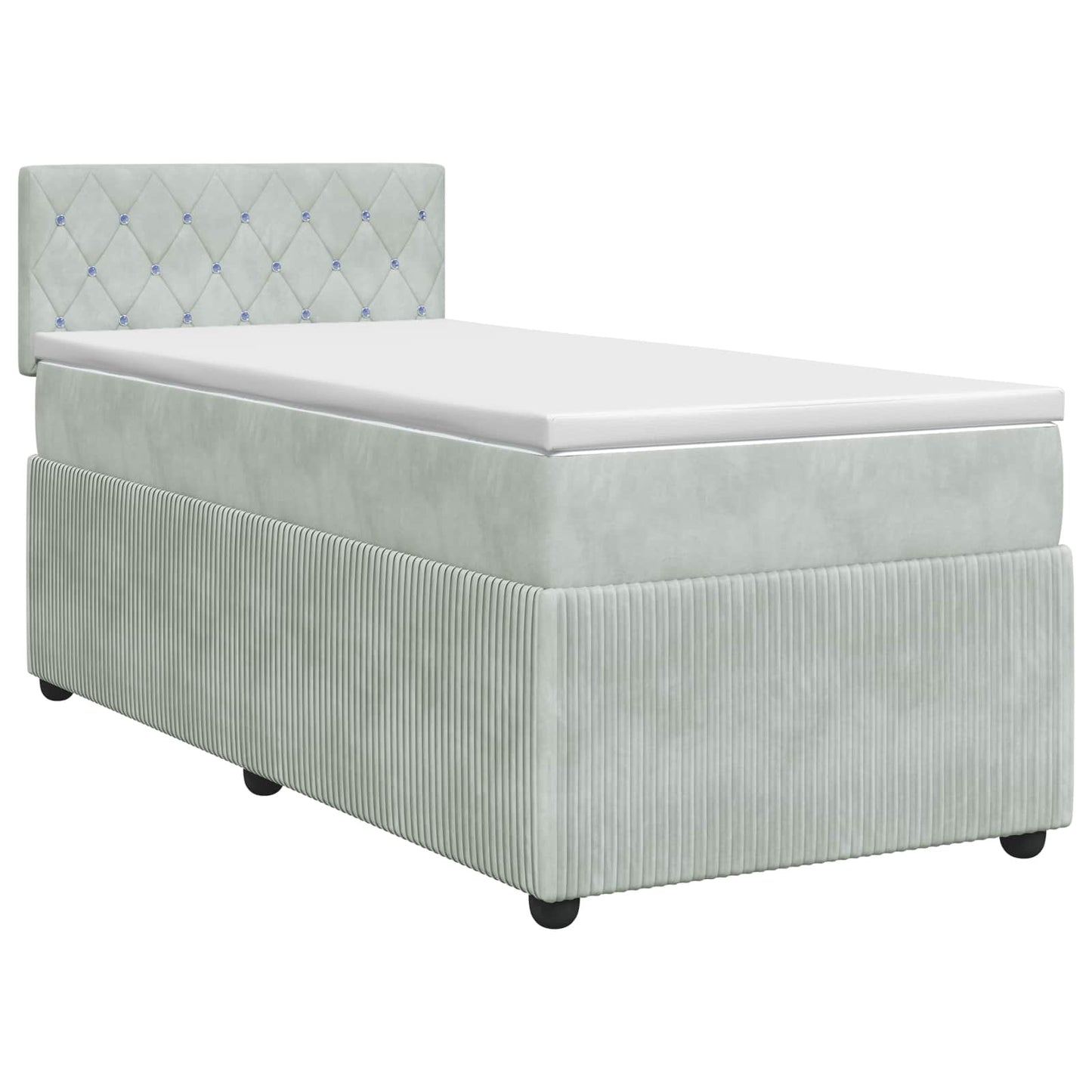 Boxspring ágy matraccal Világosszürke 80 x 200 cm Bársony