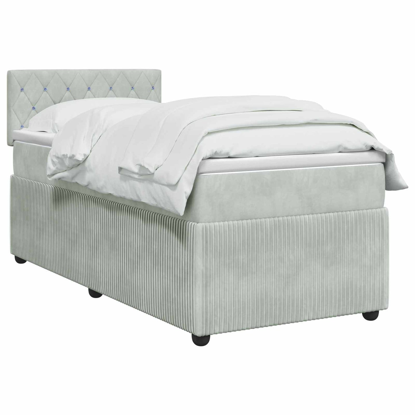 Boxspring ágy matraccal Világosszürke 80 x 200 cm Bársony