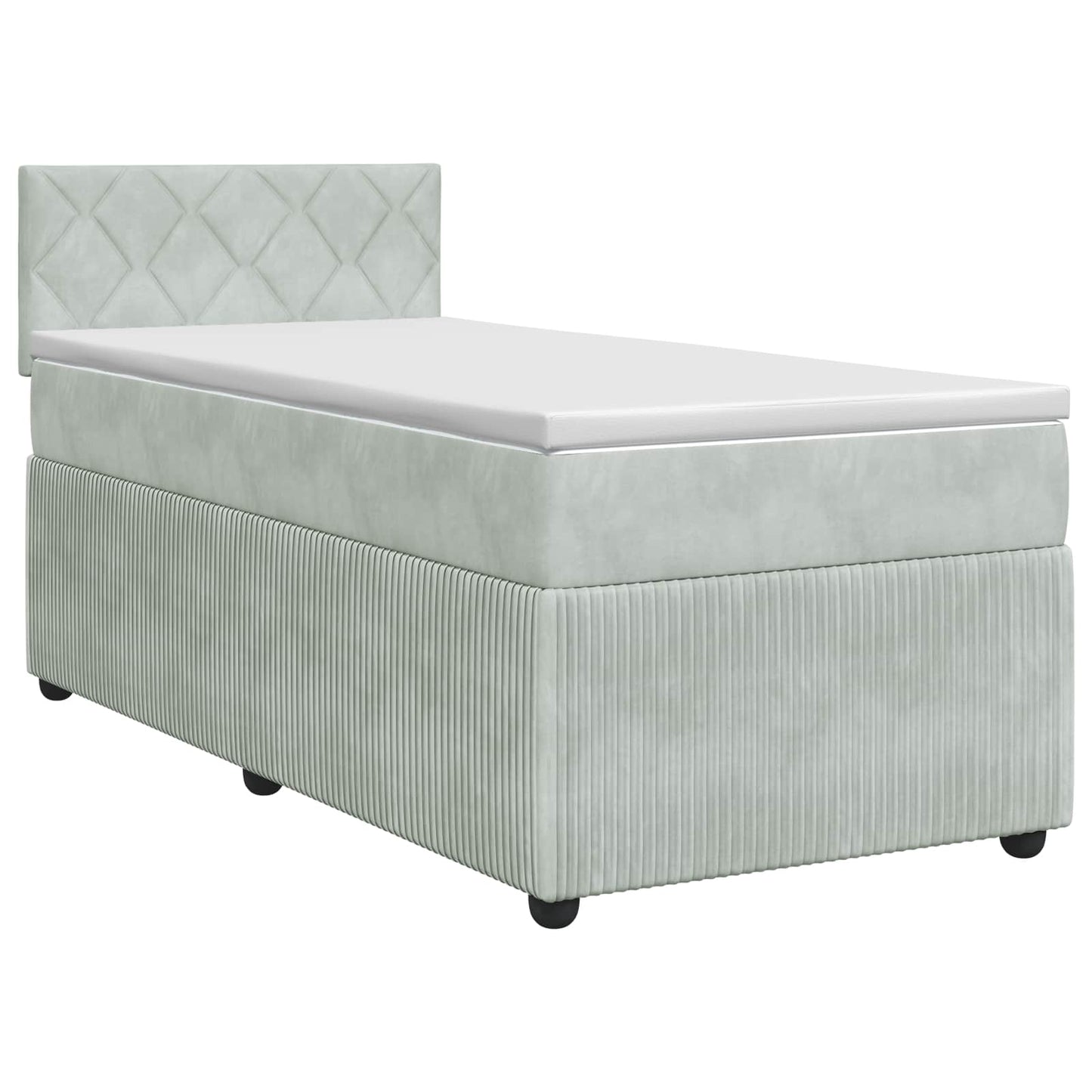 Boxspring ágy matraccal Világosszürke 80 x 200 cm Bársony
