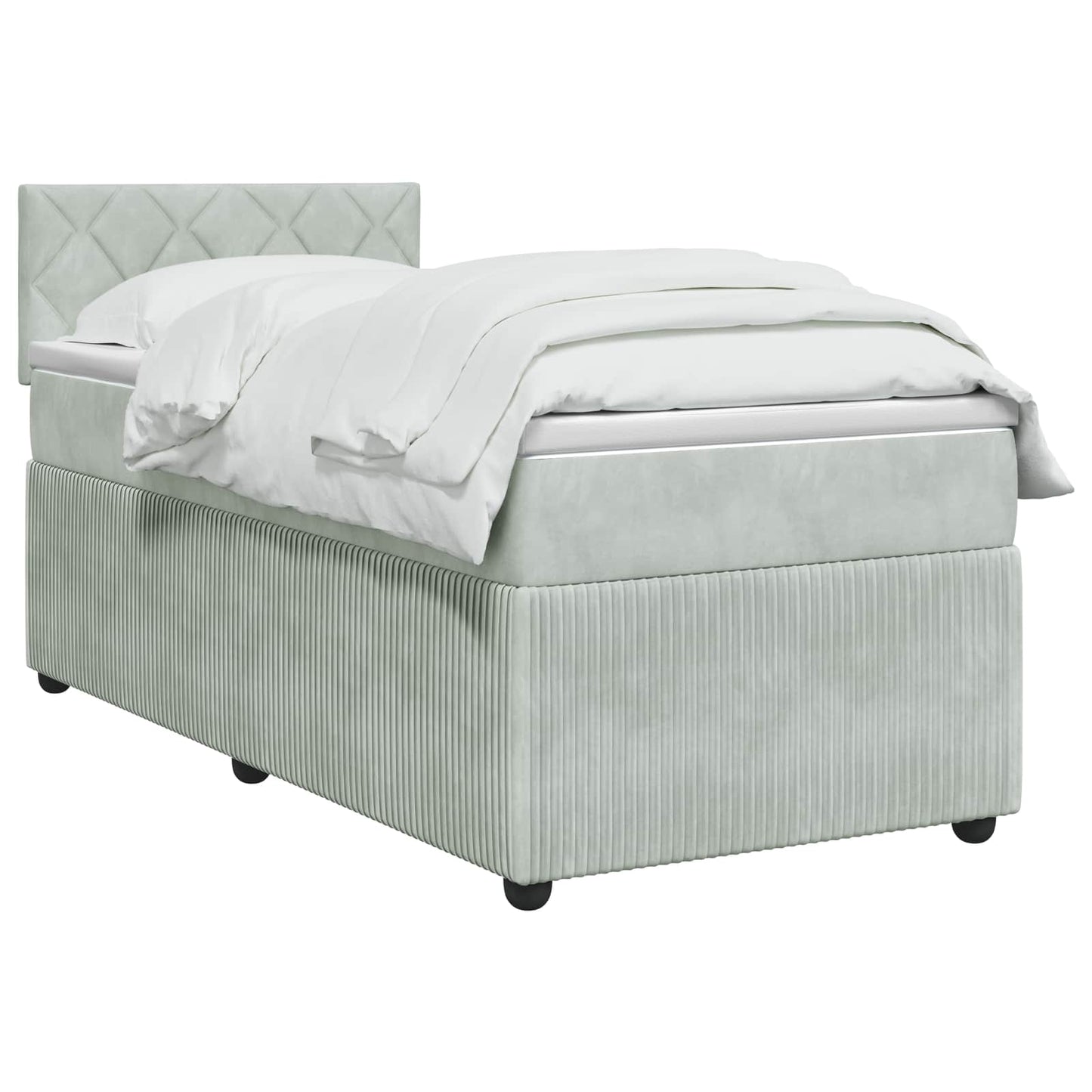 Boxspring ágy matraccal Világosszürke 80 x 200 cm Bársony