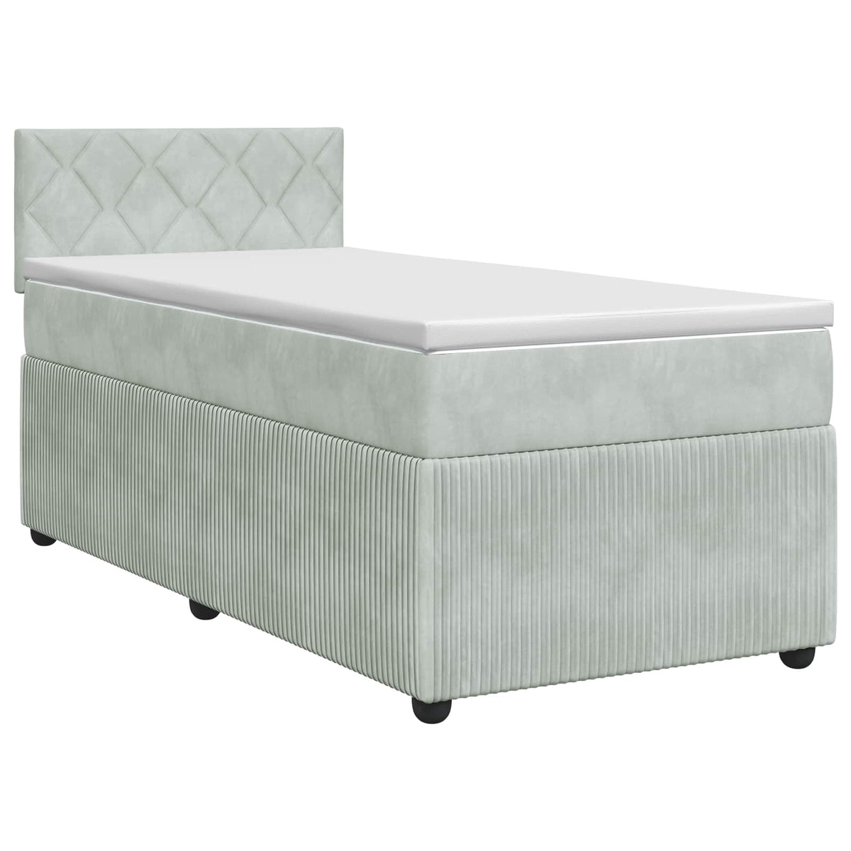 Boxspring ágy matraccal Világosszürke 90 x 190 cm Bársony