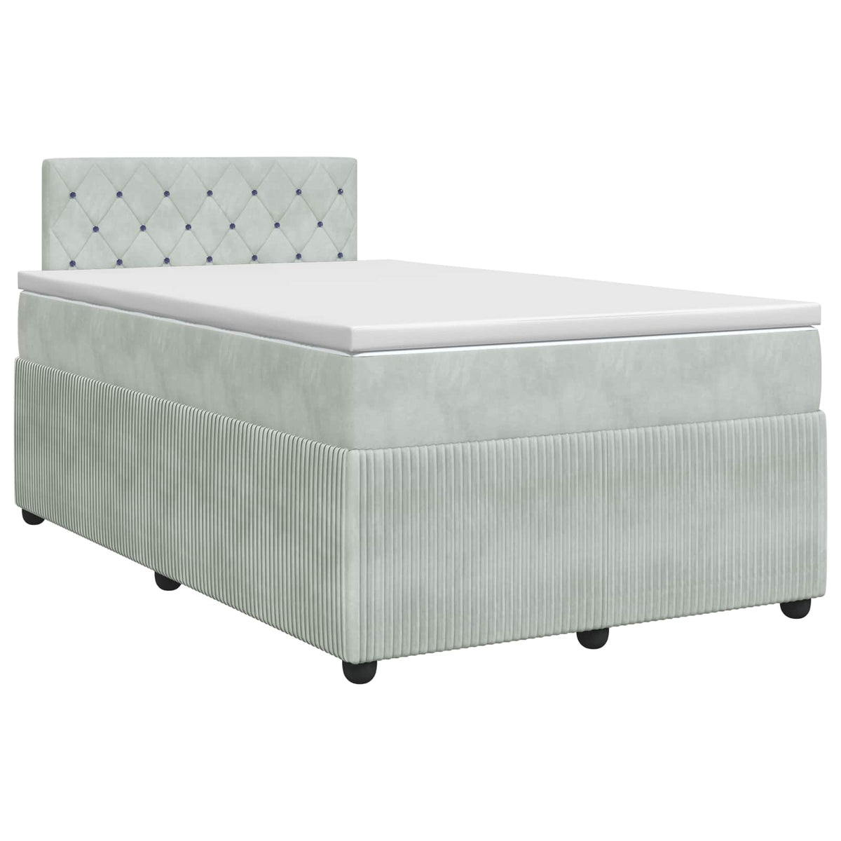 Boxspring ágy matraccal Világosszürke 120 x 190 cm Bársony
