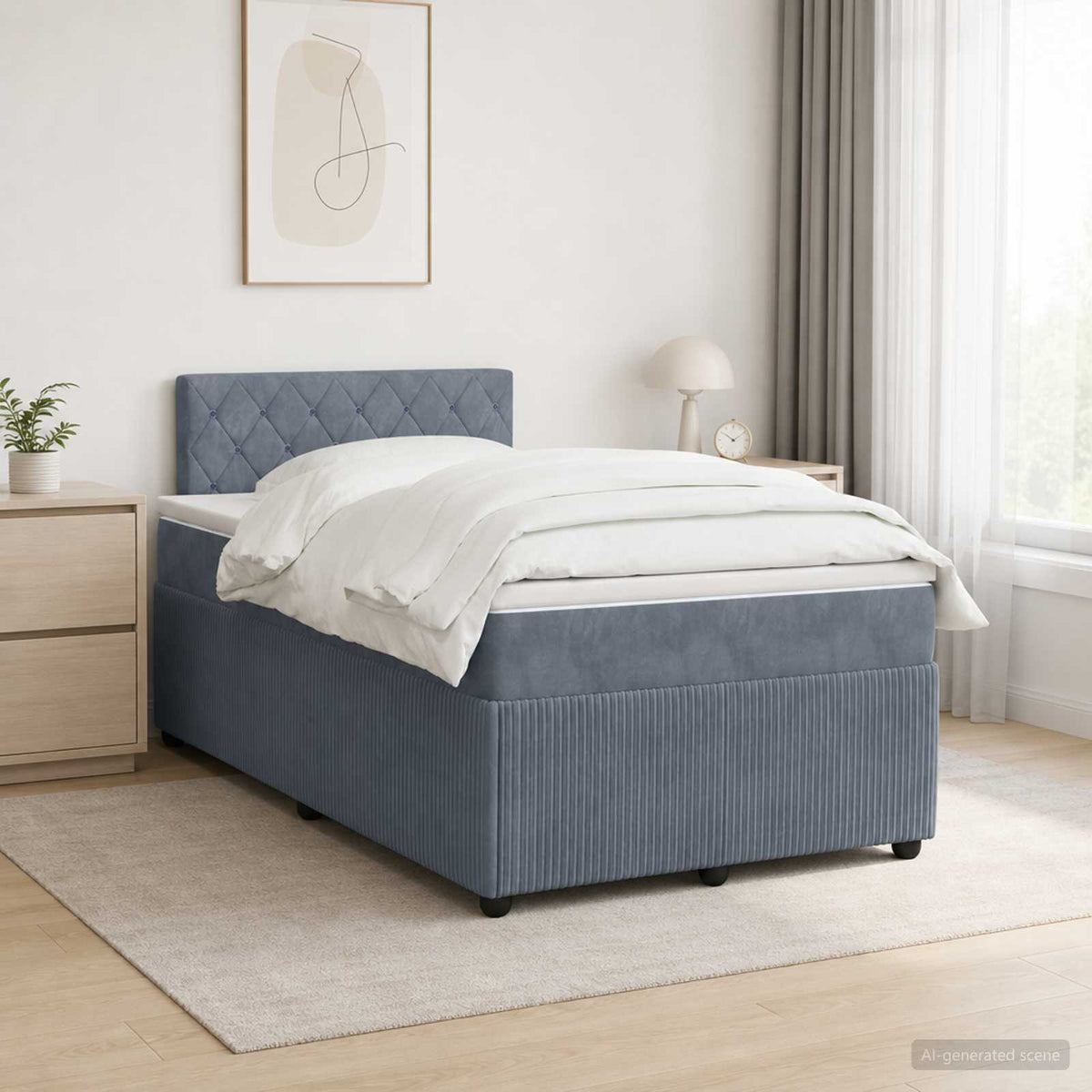 Boxspring ágy matraccal Sötétszürke 120 x 190 cm Bársony