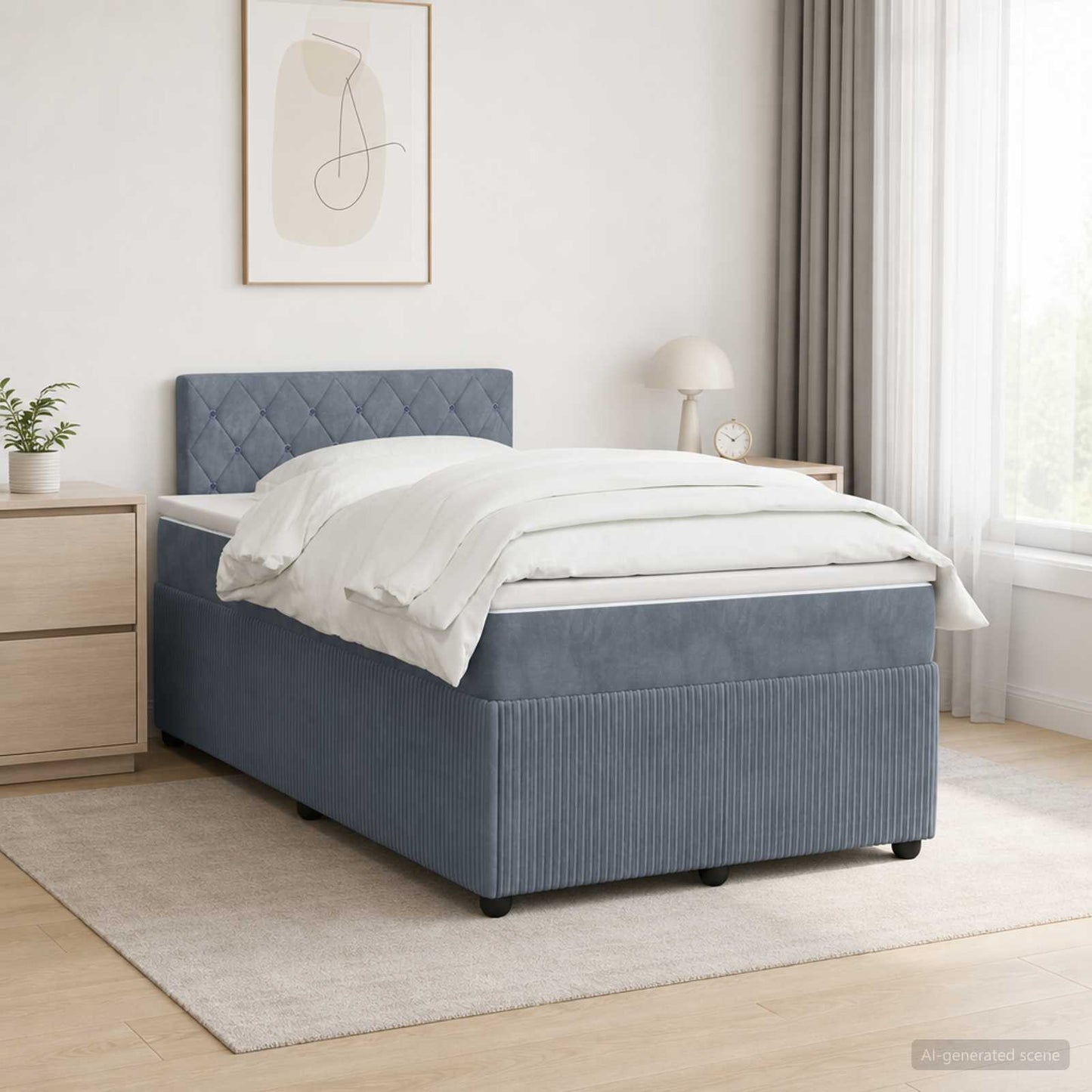 Boxspring ágy matraccal Sötétszürke 120 x 190 cm Bársony