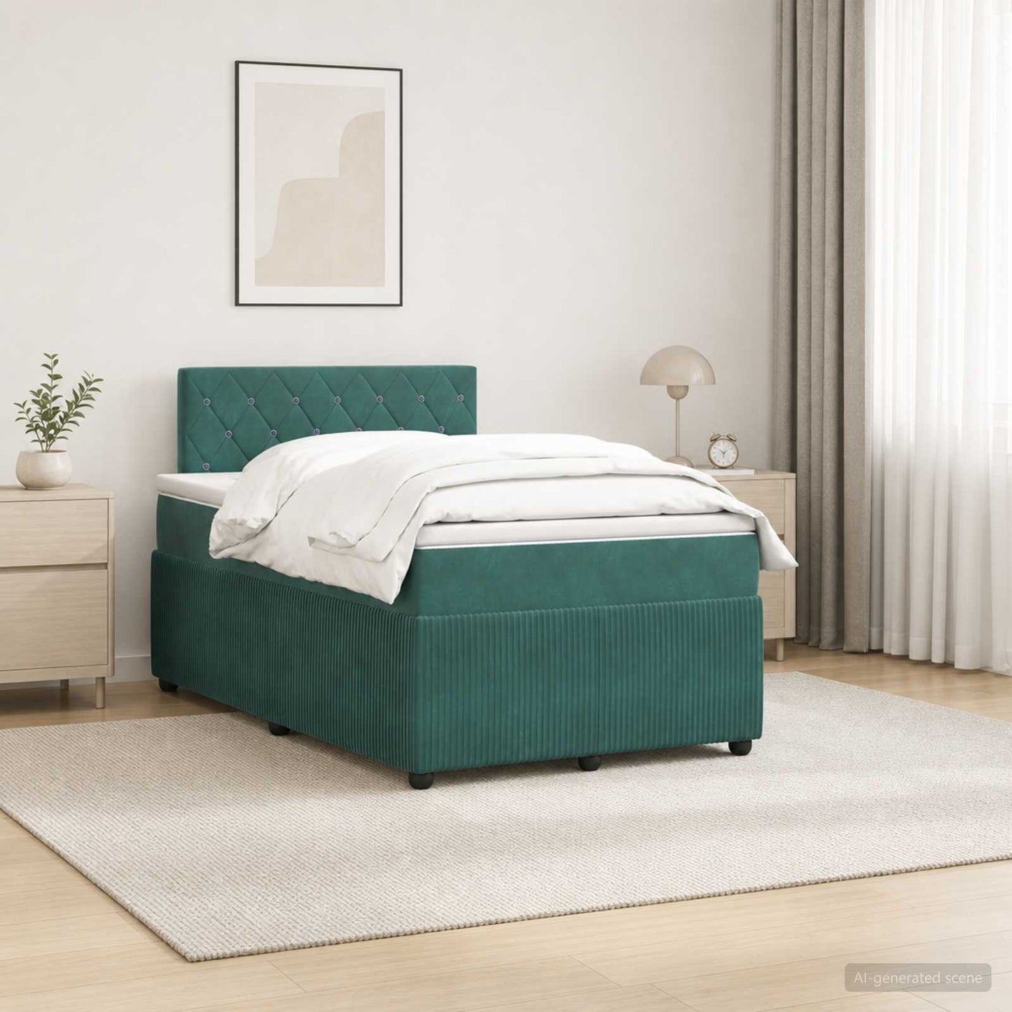 Boxspring ágy matraccal Sötétzöld 120 x 190 cm Bársony