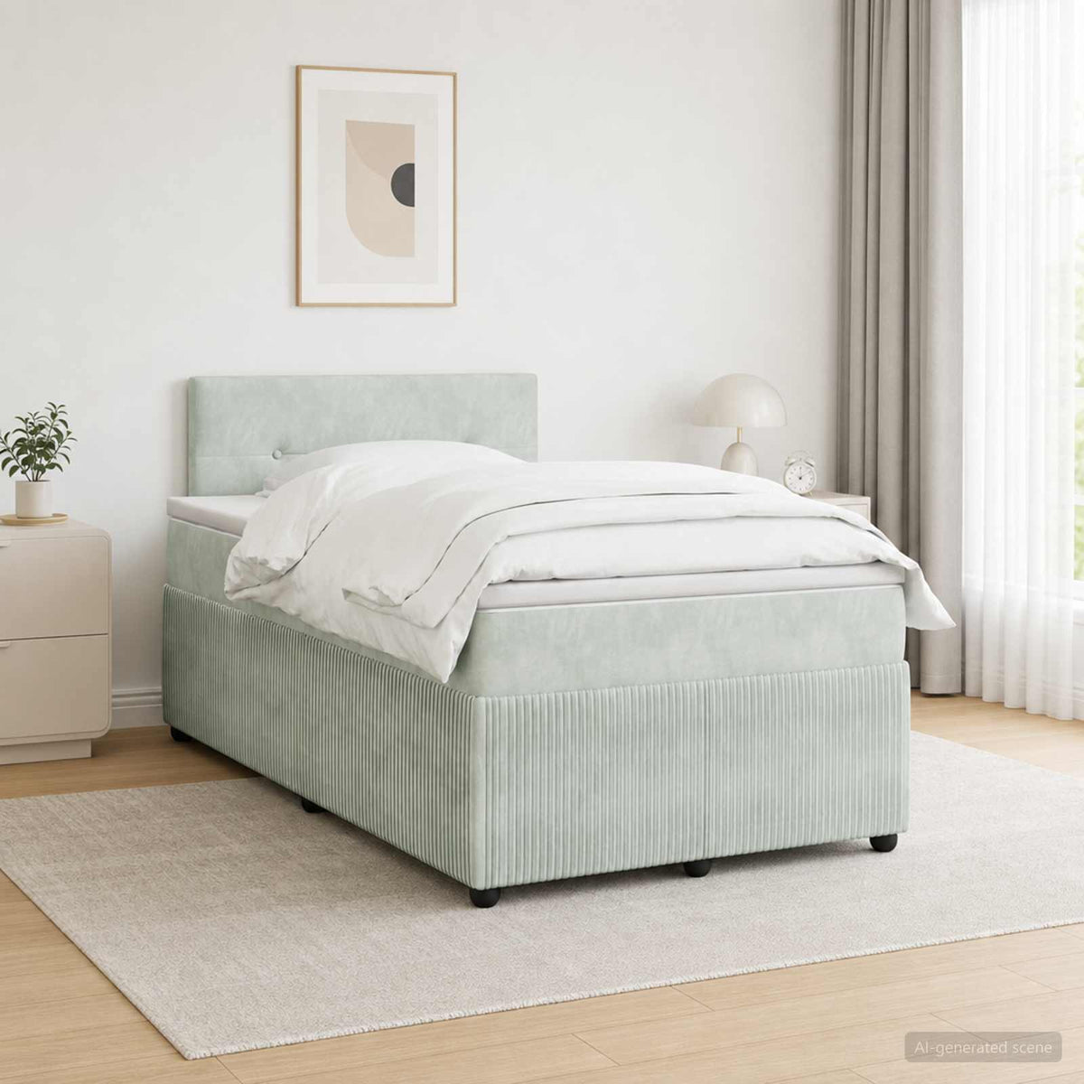 Boxspring ágy matraccal Világosszürke 120 x 190 cm Bársony