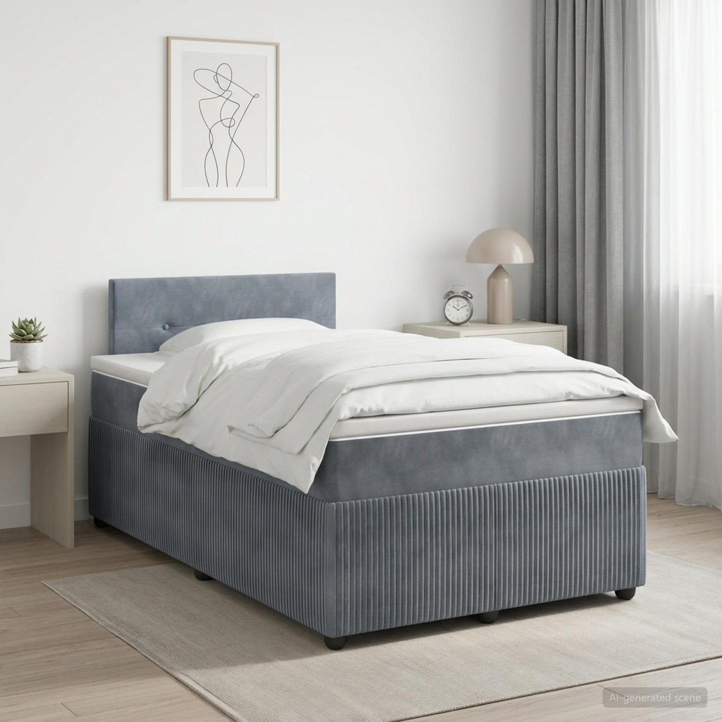 Boxspring ágy matraccal Sötétszürke 120 x 190 cm Bársony