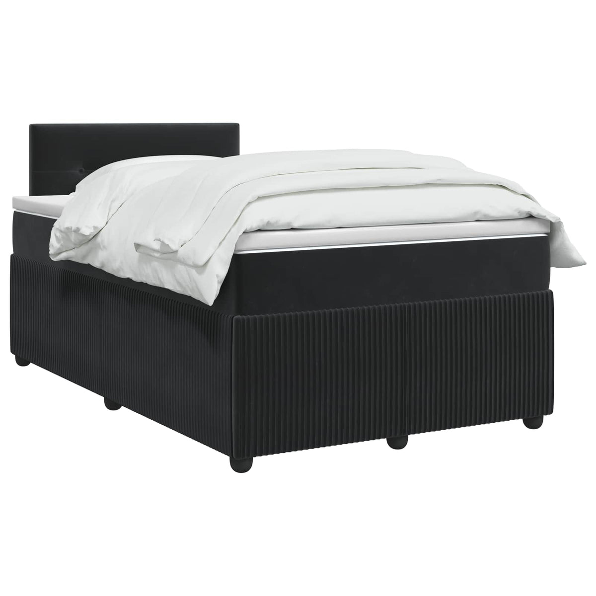 Boxspring ágy matraccal fejtámlával Fekete 120 x 190 cm Bársony