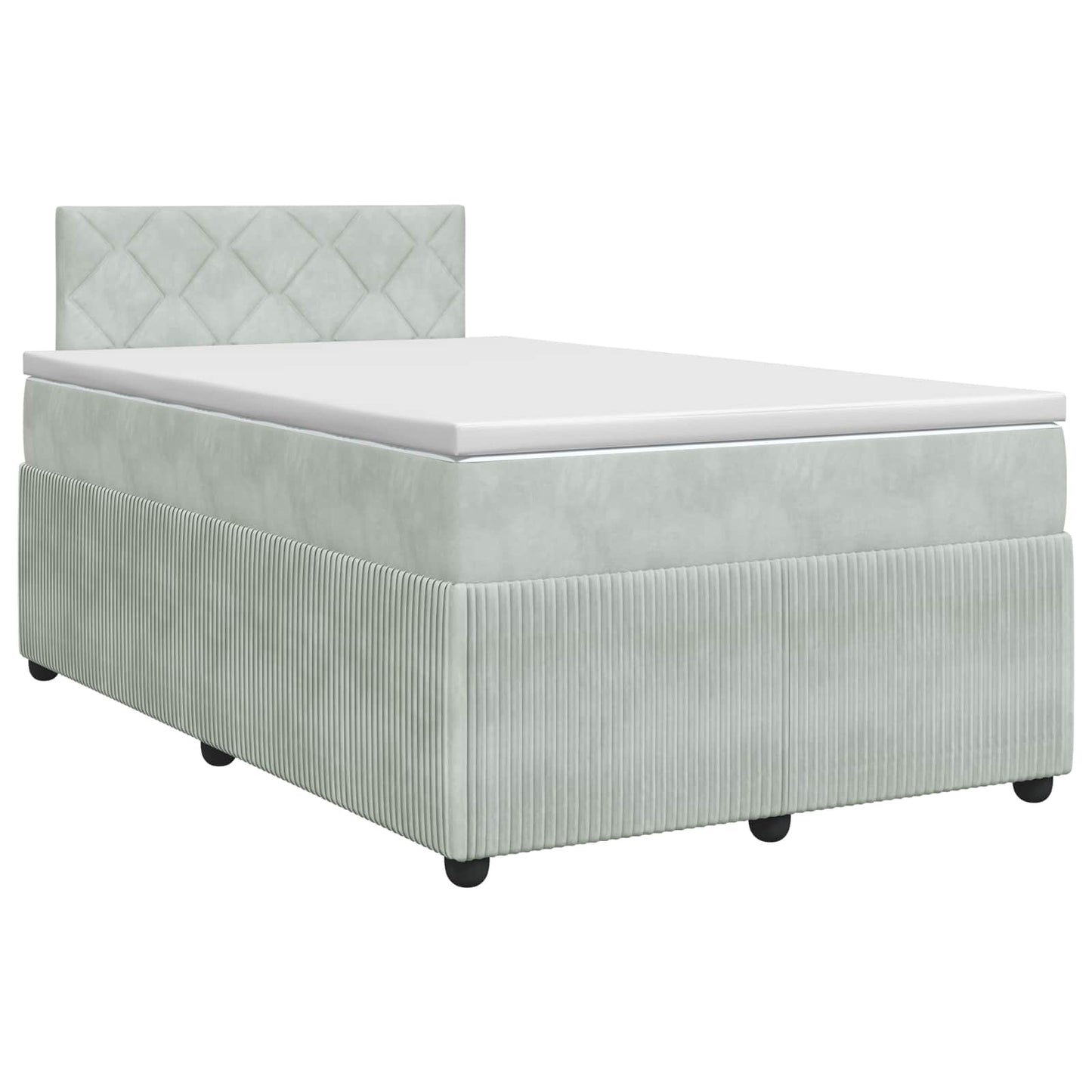 Boxspring ágy matraccal Világosszürke 120 x 190 cm Bársony