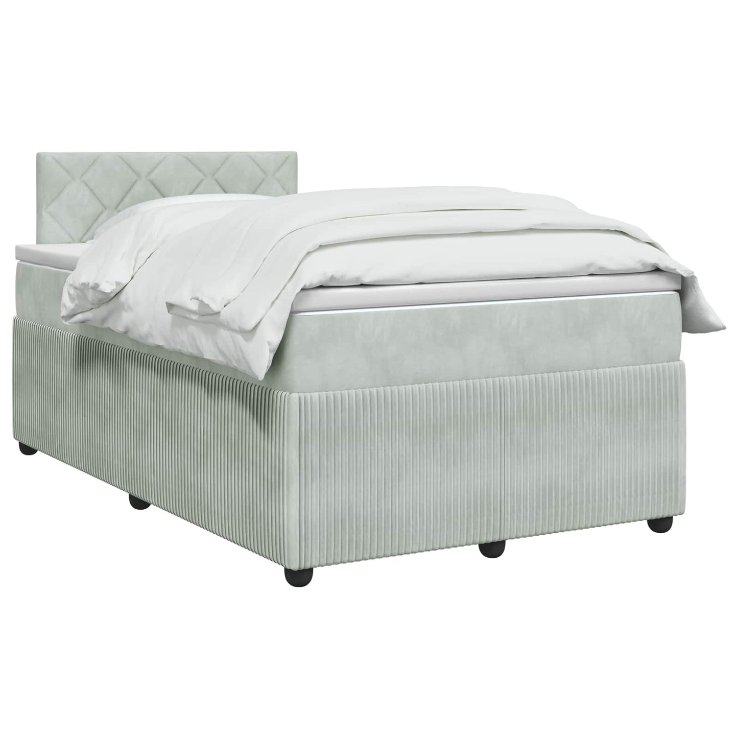 Boxspring ágy matraccal Világosszürke 120 x 190 cm Bársony