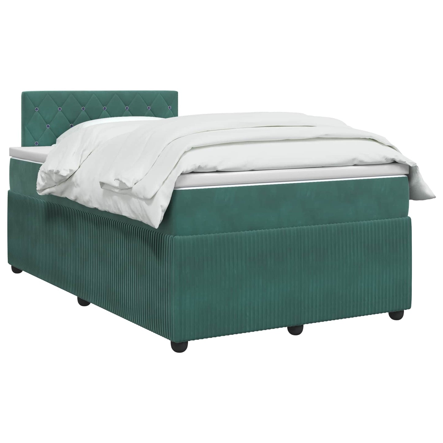 Boxspring ágy matraccal Sötétzöld 120 x 200 cm Bársony