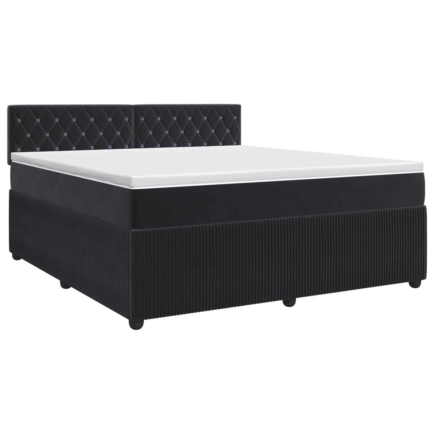 Boxspring ágy matraccal fejtámlával Fekete 180 x 200 cm Bársony