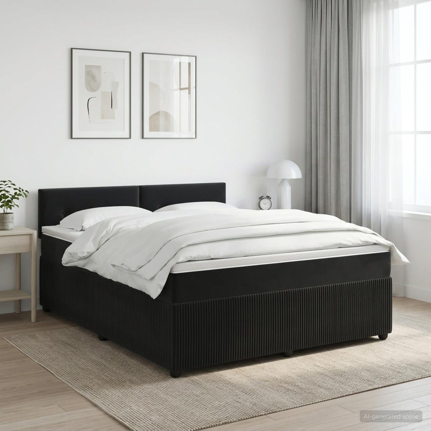 Boxspring ágy matraccal fejtámlával Fekete 160 x 200 cm Bársony