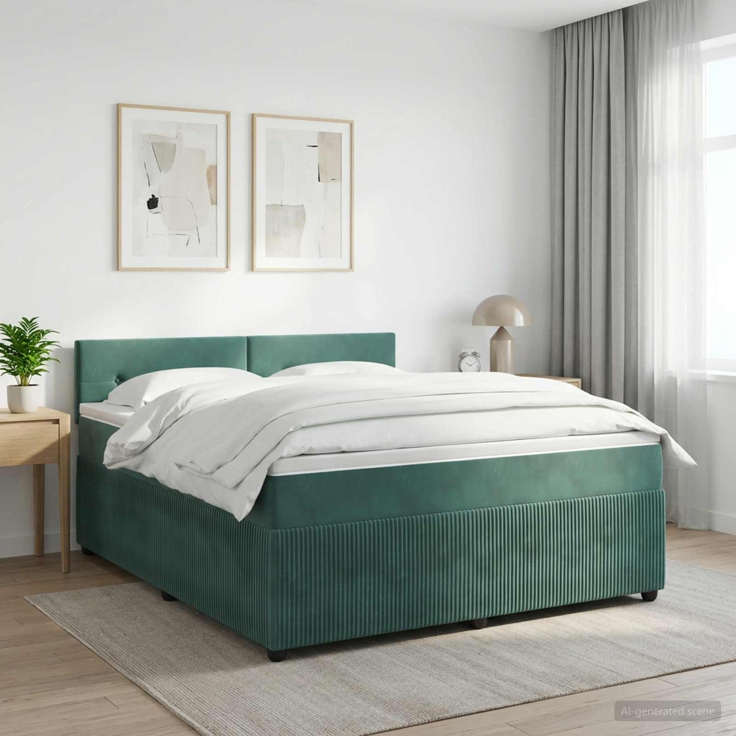Boxspring ágy matraccal Sötétzöld 160 x 200 cm Bársony