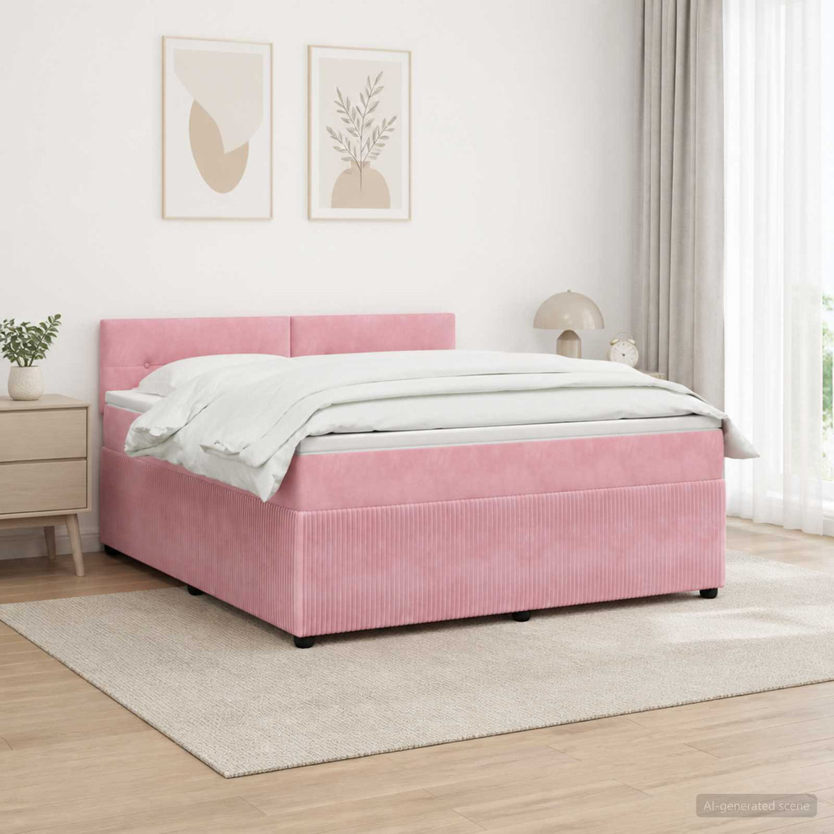 Boxspring ágy matraccal Rózsaszín 180 x 200 cm Bársony