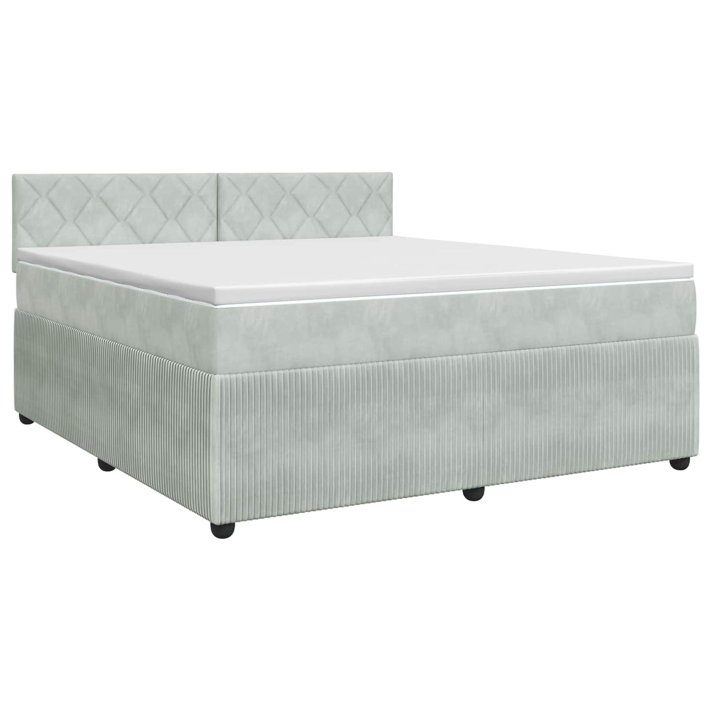 Boxspring ágy matraccal Világosszürke 180 x 200 cm Bársony
