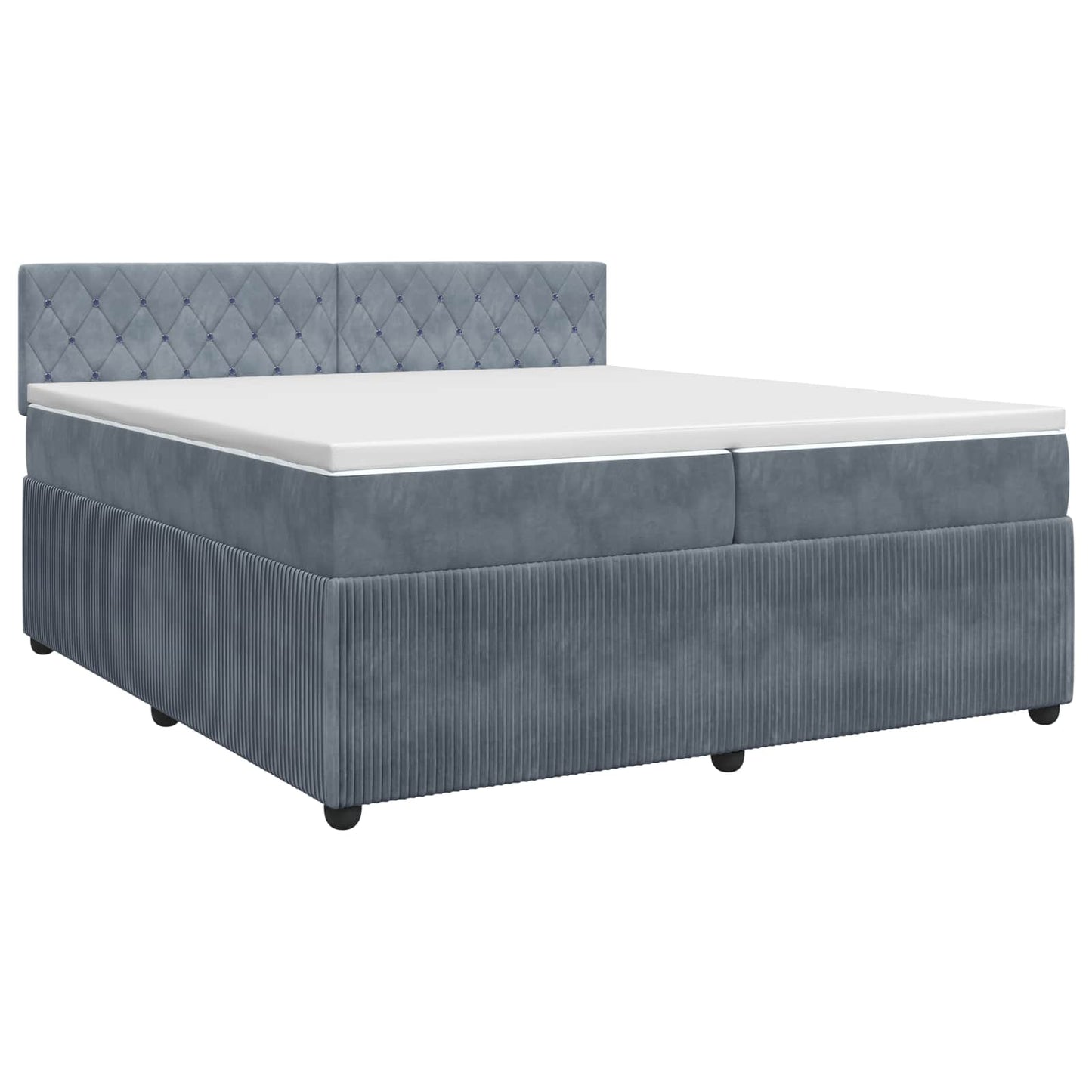 Boxspring ágy matraccal Sötétszürke 200 x 200 cm Bársony