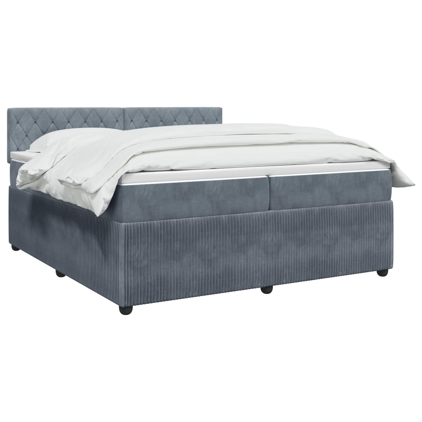 Boxspring ágy matraccal Sötétszürke 200 x 200 cm Bársony