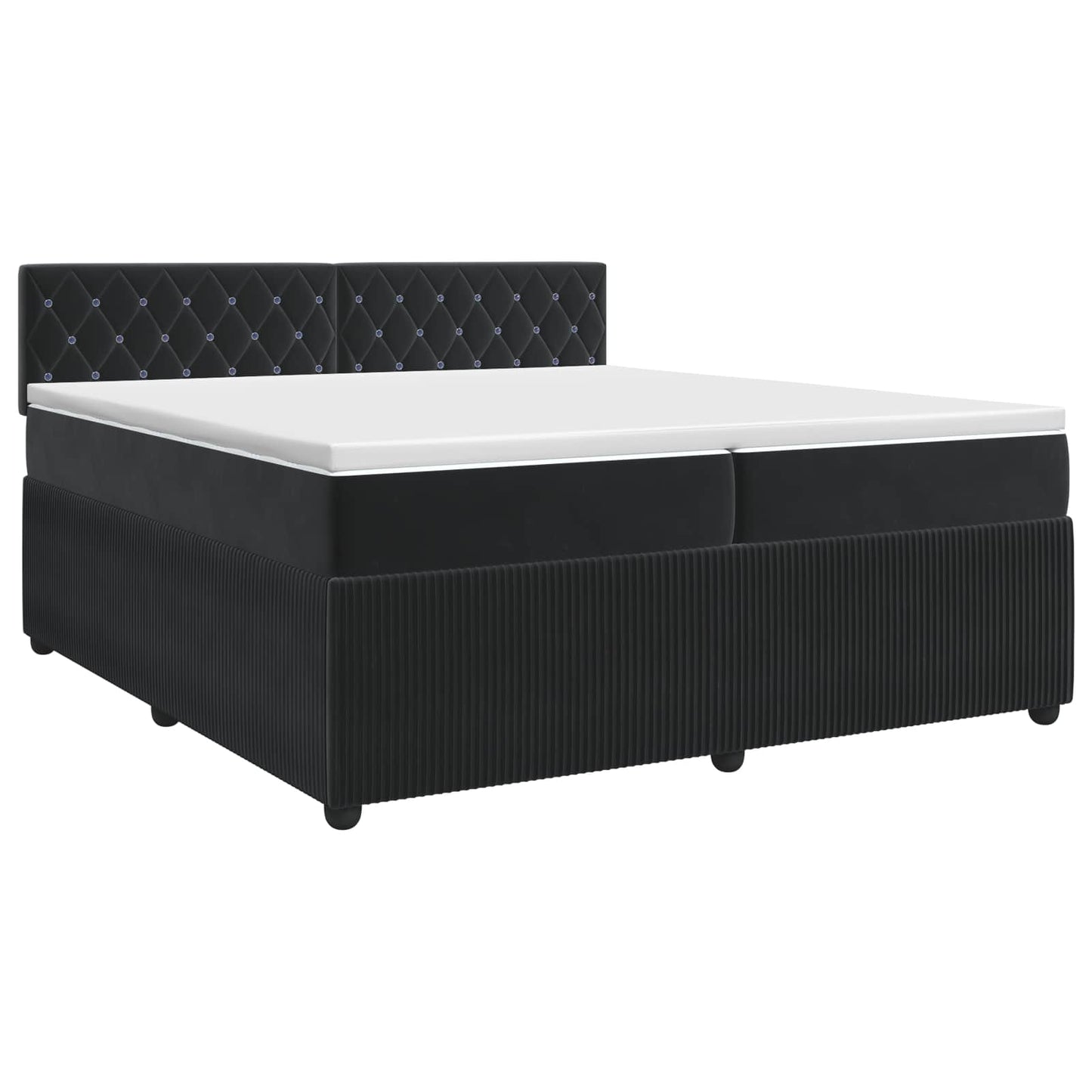 Boxspring ágy matraccal fejtámlával Fekete 200 x 200 cm Bársony