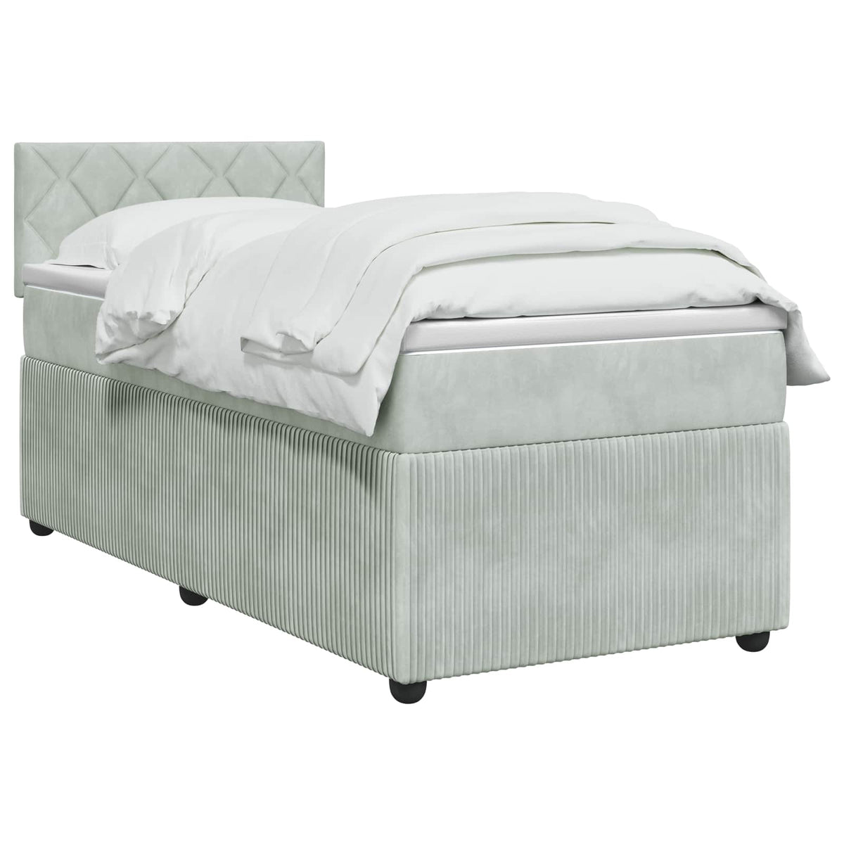 Boxspring ágy matraccal Világosszürke 90 x 190 cm Bársony