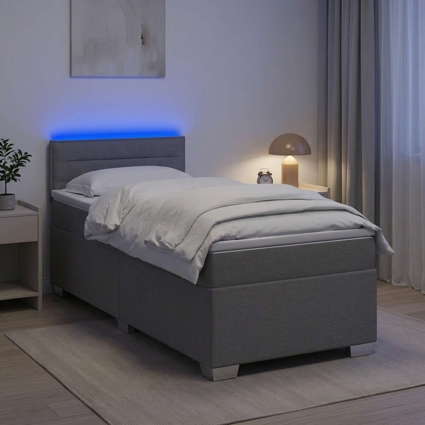 Boxspring ágy matraccal és LED-del Világosszürke 80 x 200 cm