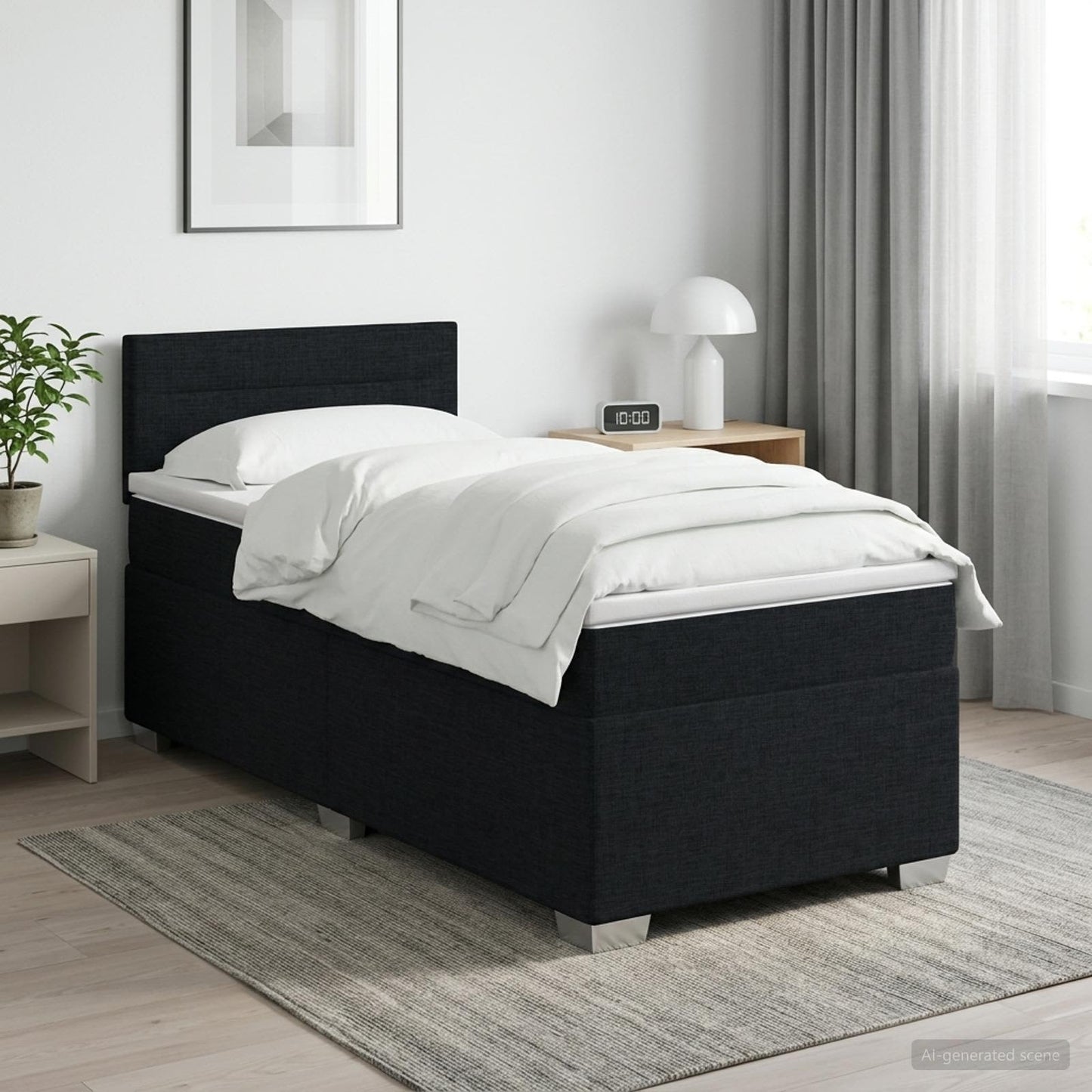 Boxspring ágy matraccal és LED-del Fekete 80 x 200 cm Szövet