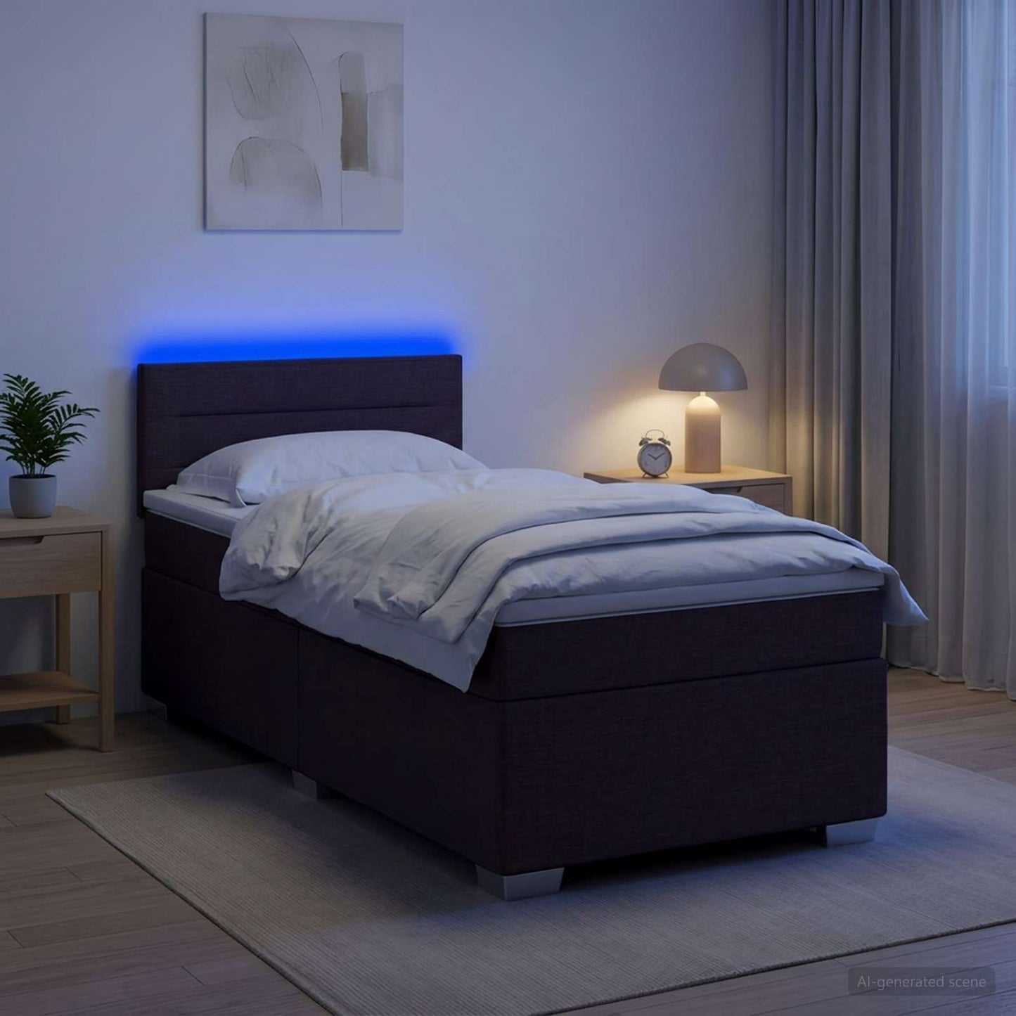 Boxspring ágy matraccal és LED-del Sötét Barna 80 x 200 cm