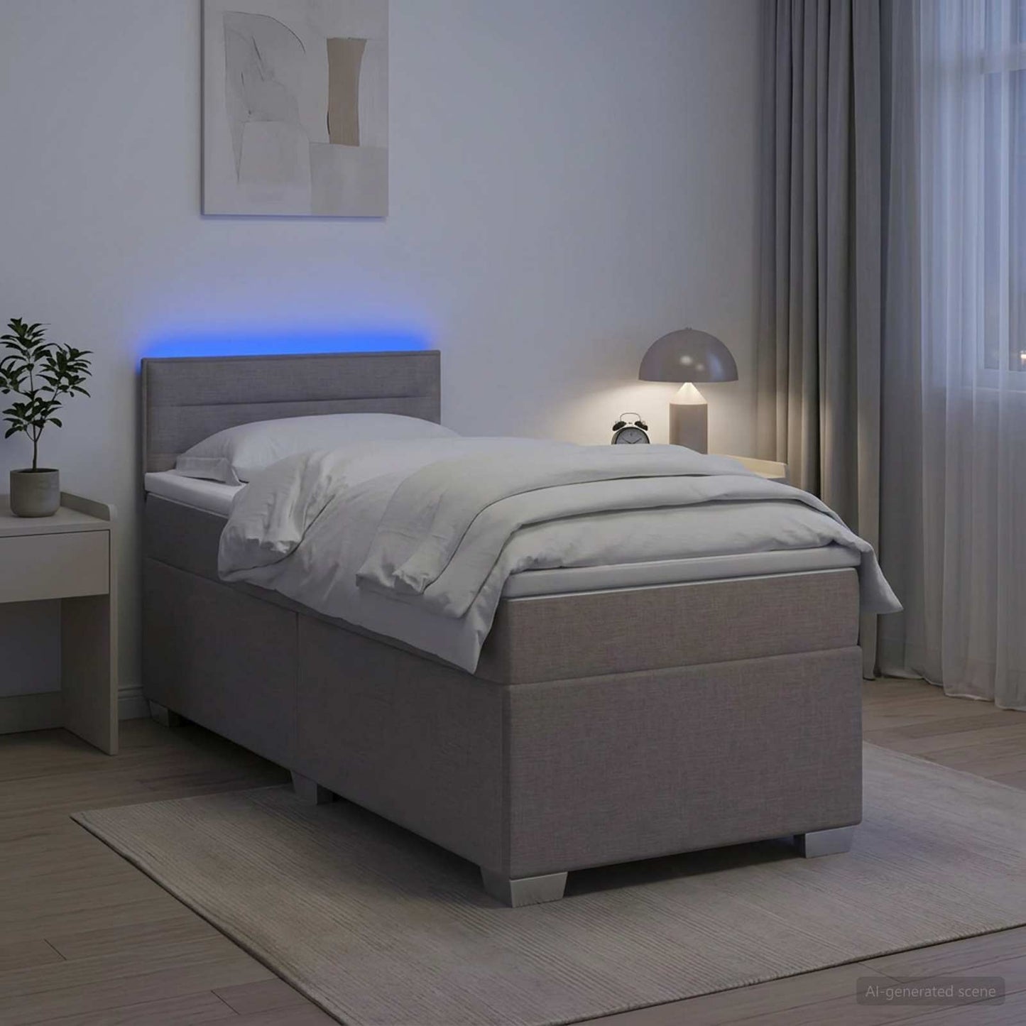 Boxspring ágy matraccal és LED-del Tópszínű 80 x 200 cm Szövet