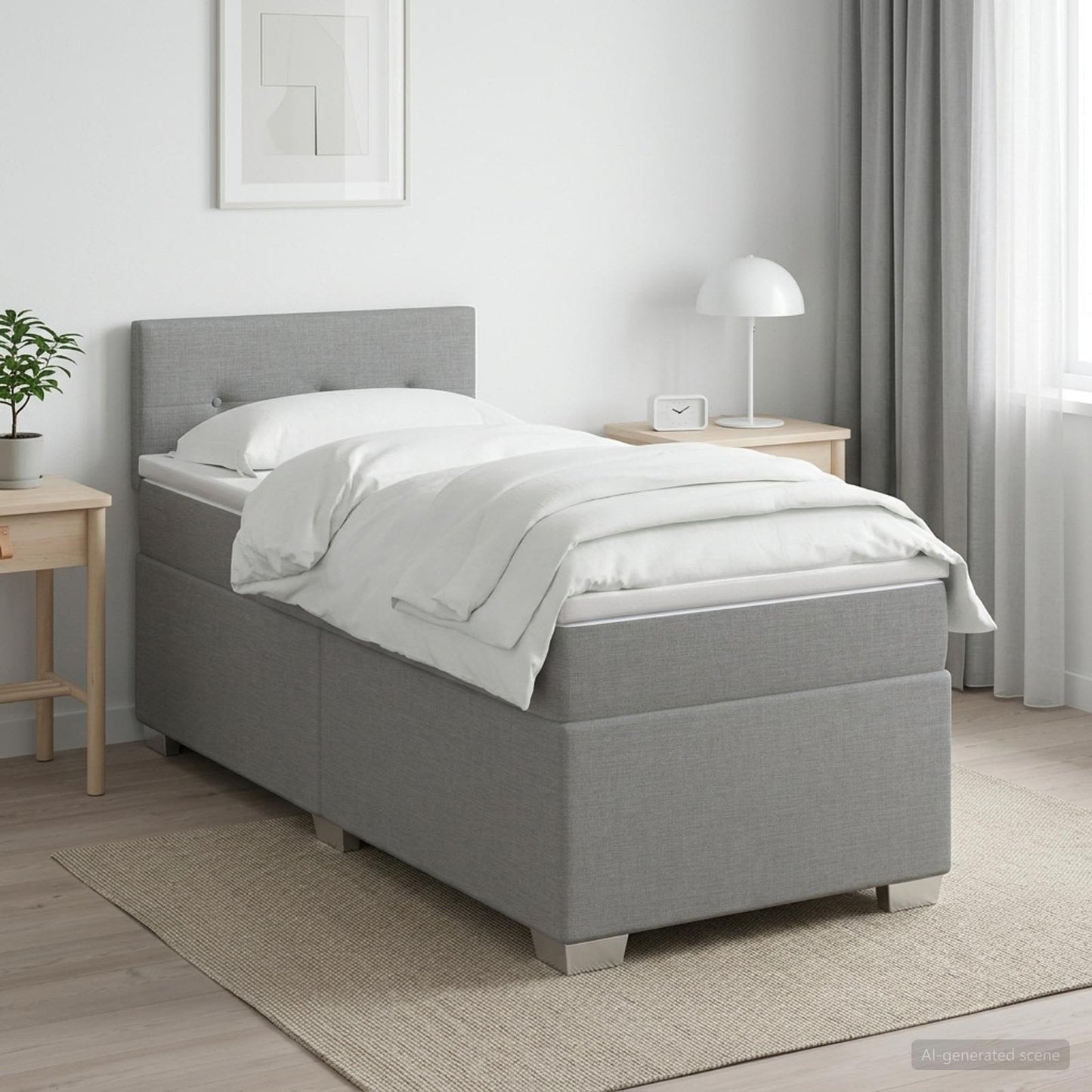 Boxspring ágy matraccal és LED-del Világosszürke 90 x 200 cm