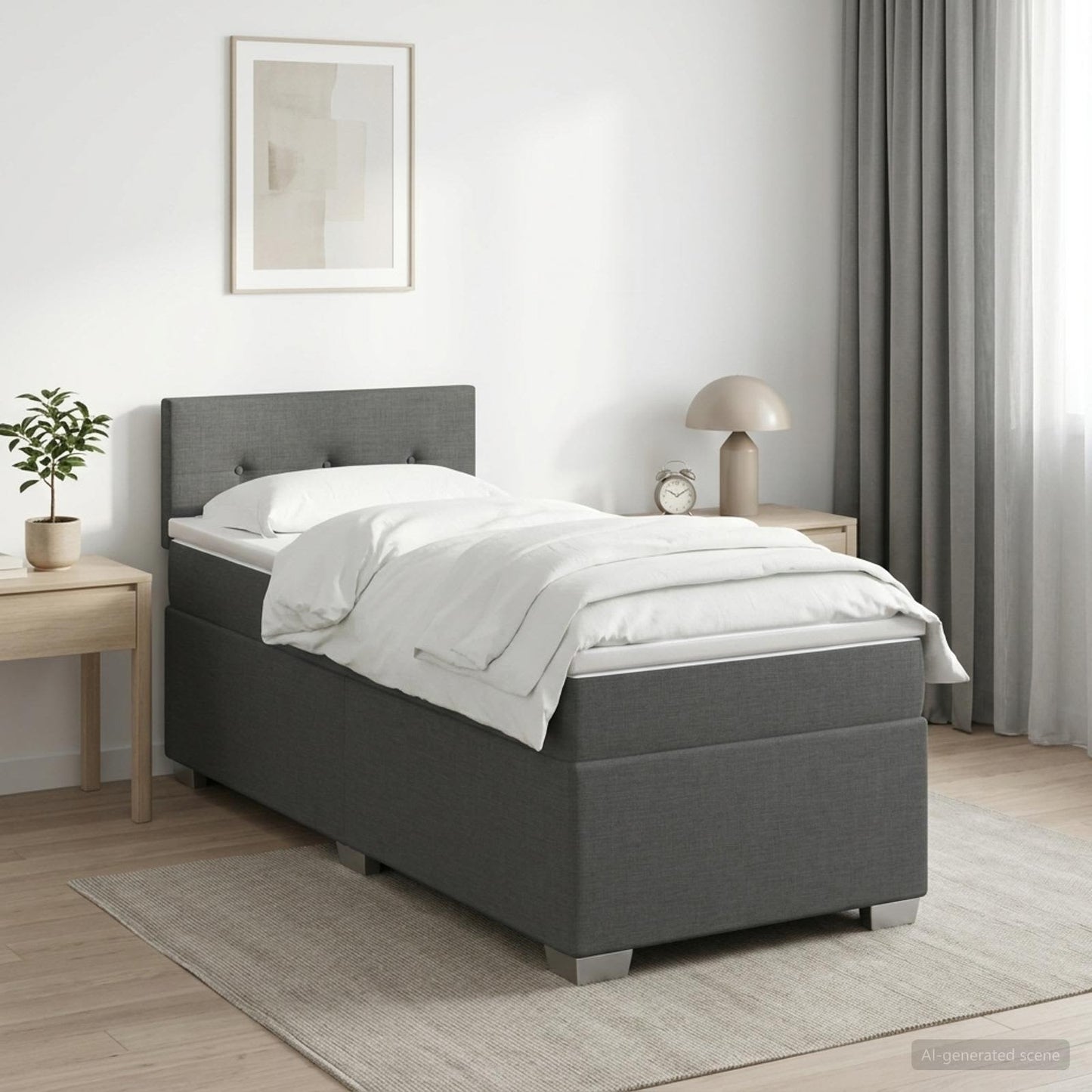Boxspring ágy matraccal és LED-del Sötétszürke Egyszemélyes