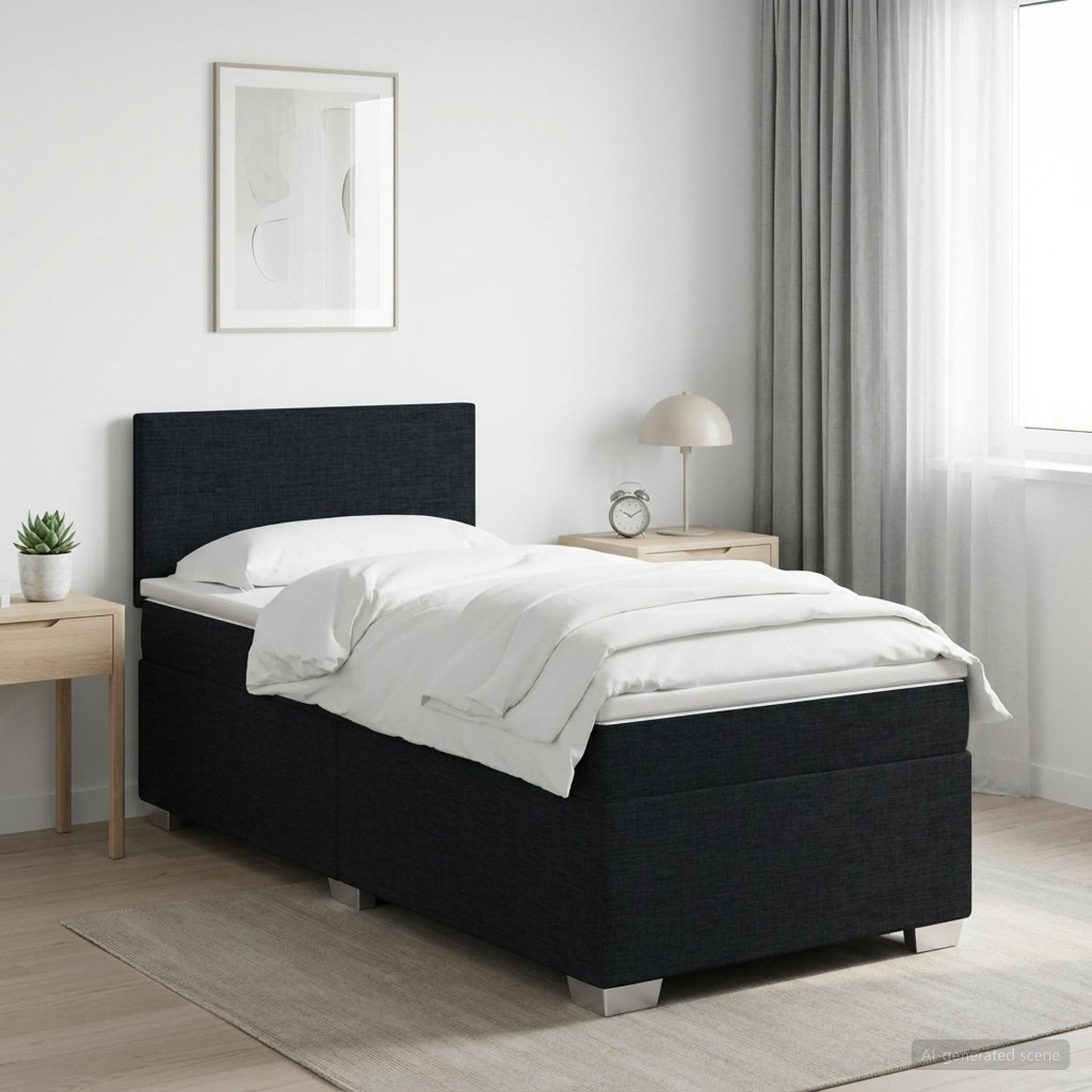 Boxspring ágy matraccal és LED-del Fekete 80 x 200 cm Szövet