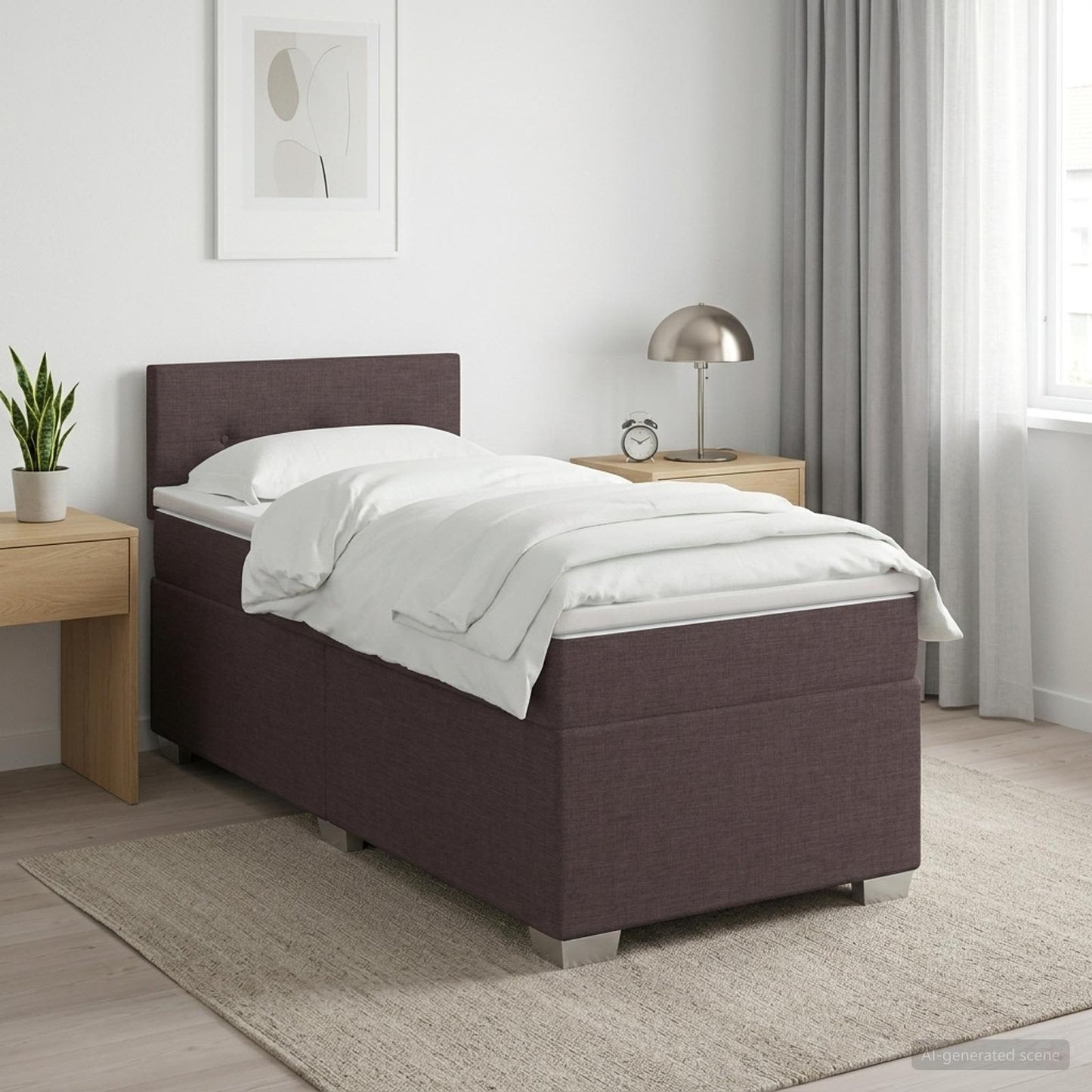 Boxspring ágy matraccal és LED-del Sötét Barna 90 x 190 cm