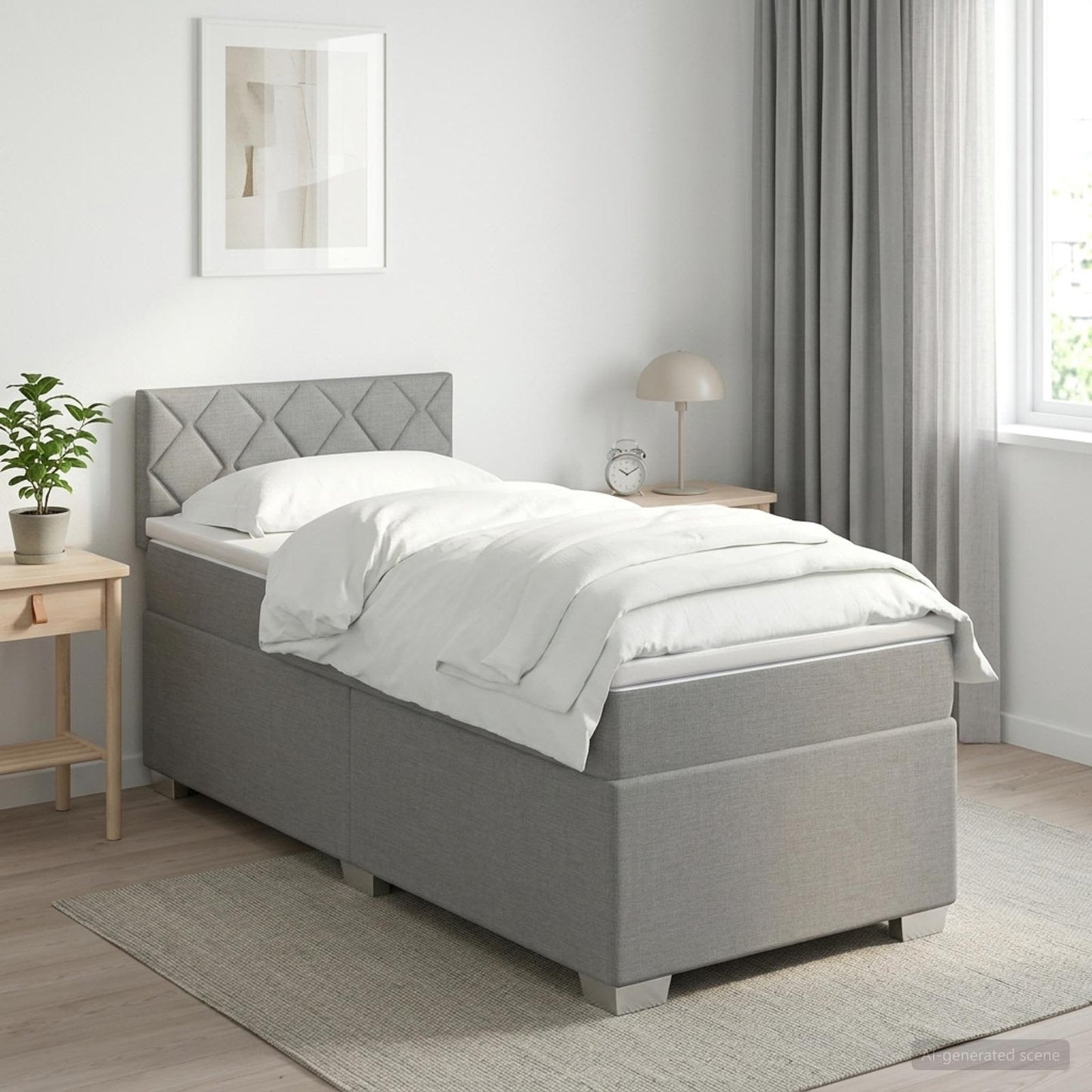 Boxspring ágy matraccal és LED-del Világosszürke Egyszemélyes