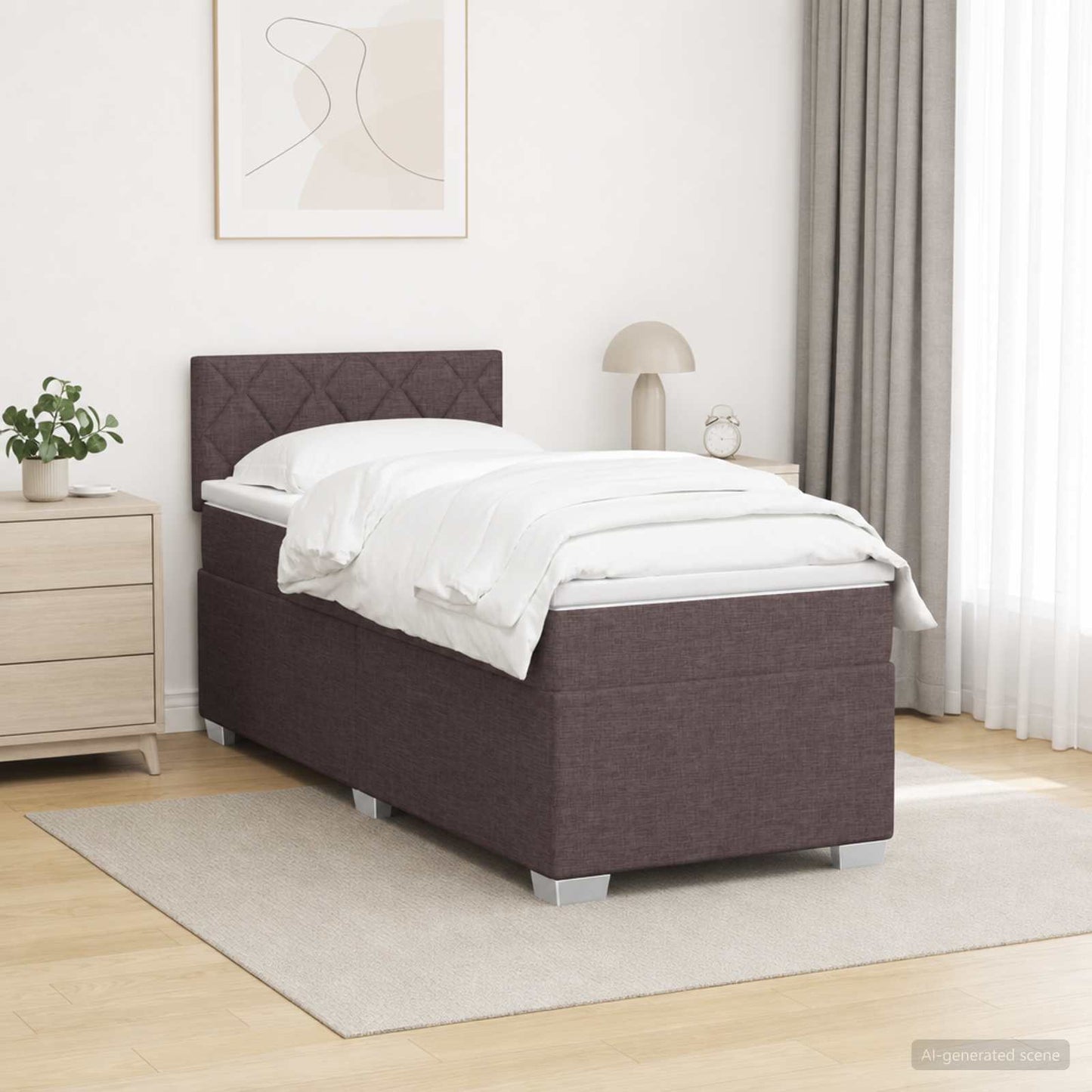 Boxspring ágy matraccal és LED-del Sötét Barna 90 x 200 cm