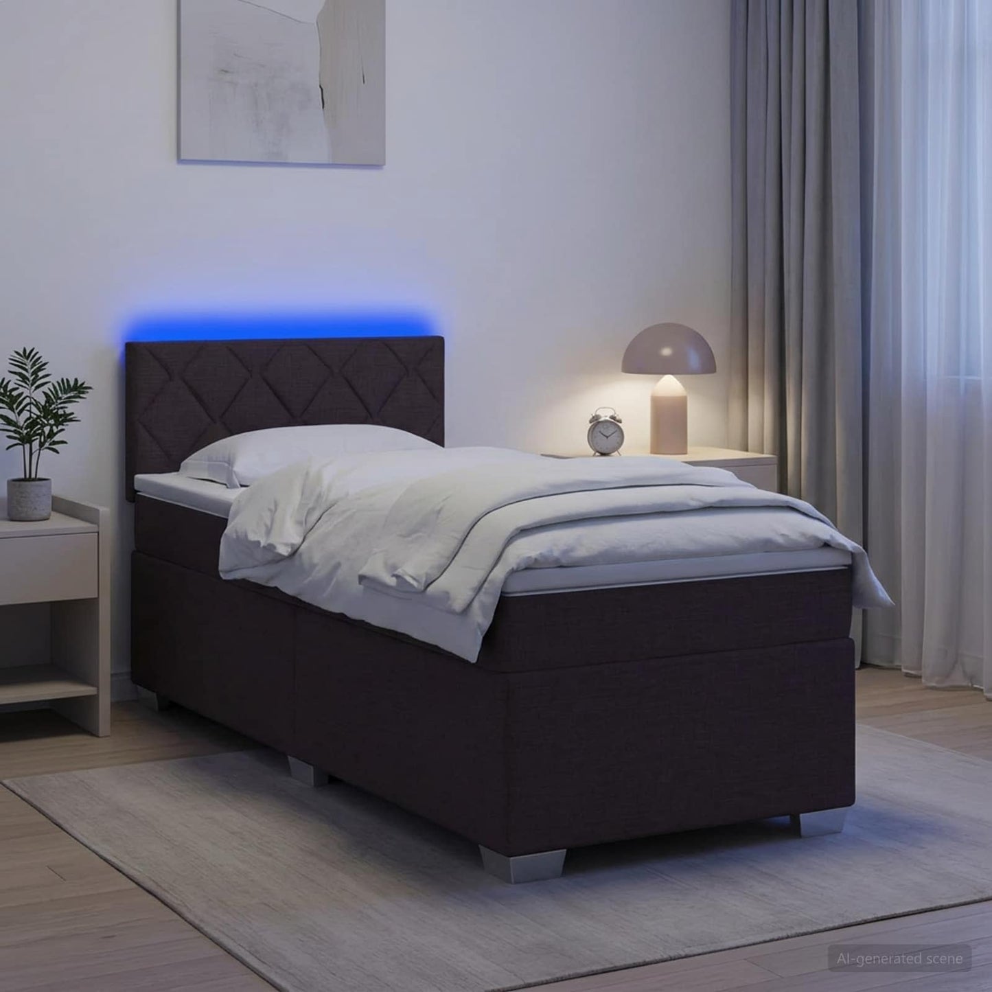 Boxspring ágy matraccal és LED-del Sötét Barna 90 x 190 cm