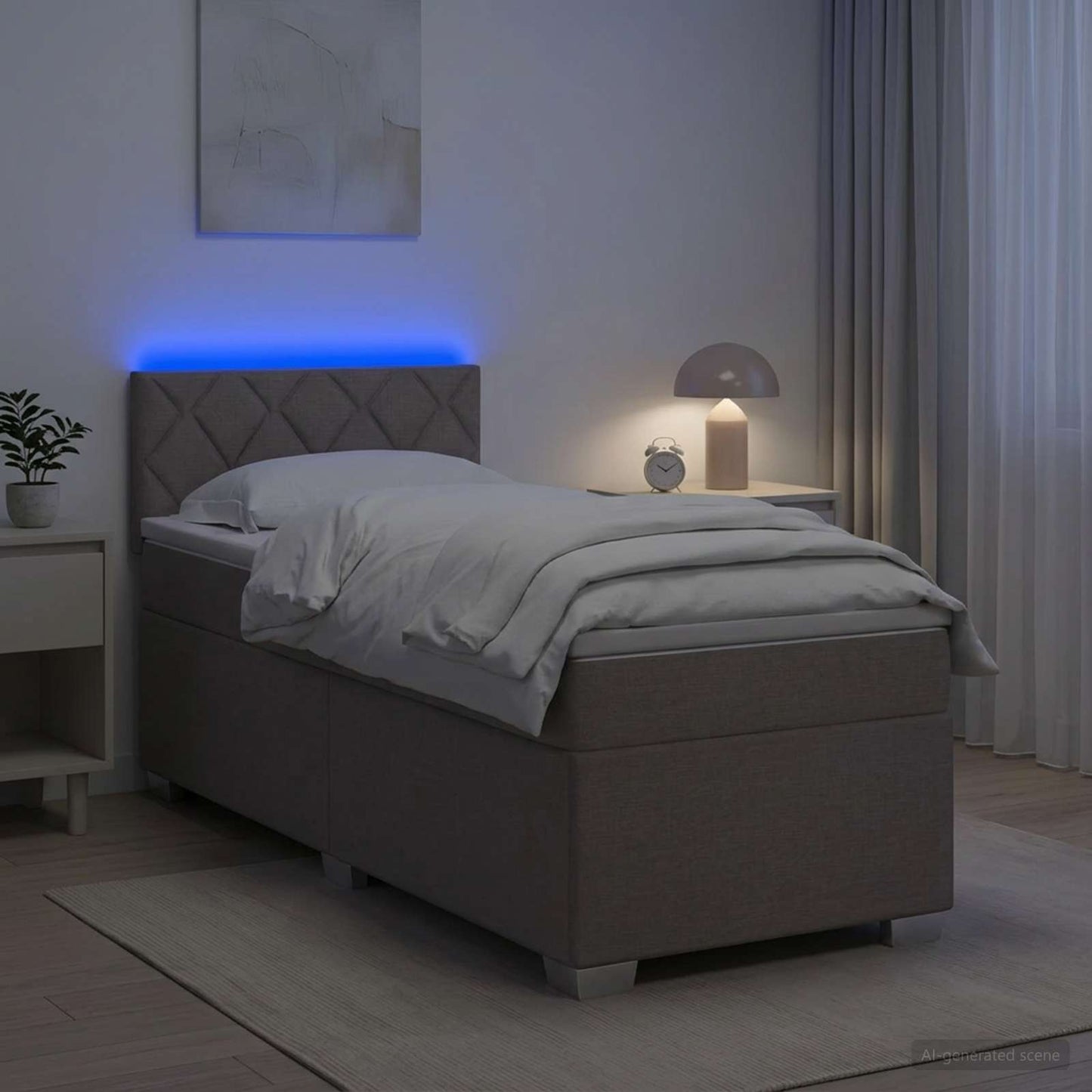 Boxspring ágy matraccal és LED-del Tópszínű 80 x 200 cm Szövet