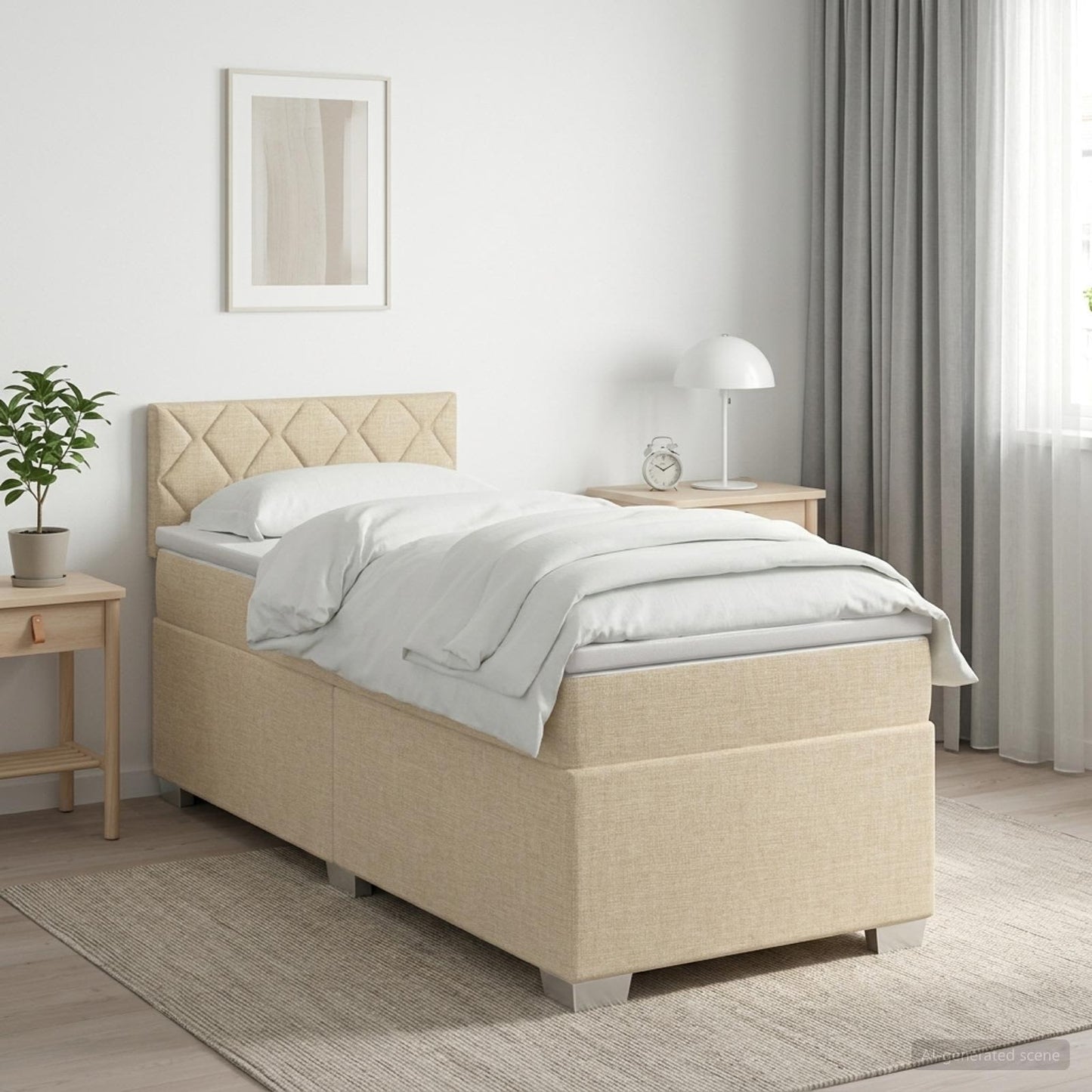 Boxspring ágy matraccal és LED-del Krémszínű 80 x 200 cm Szövet