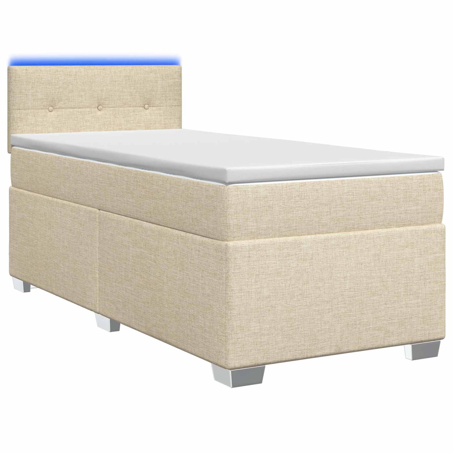 Boxspring ágy matraccal és LED-del Krémszínű 90 x 190 cm Szövet