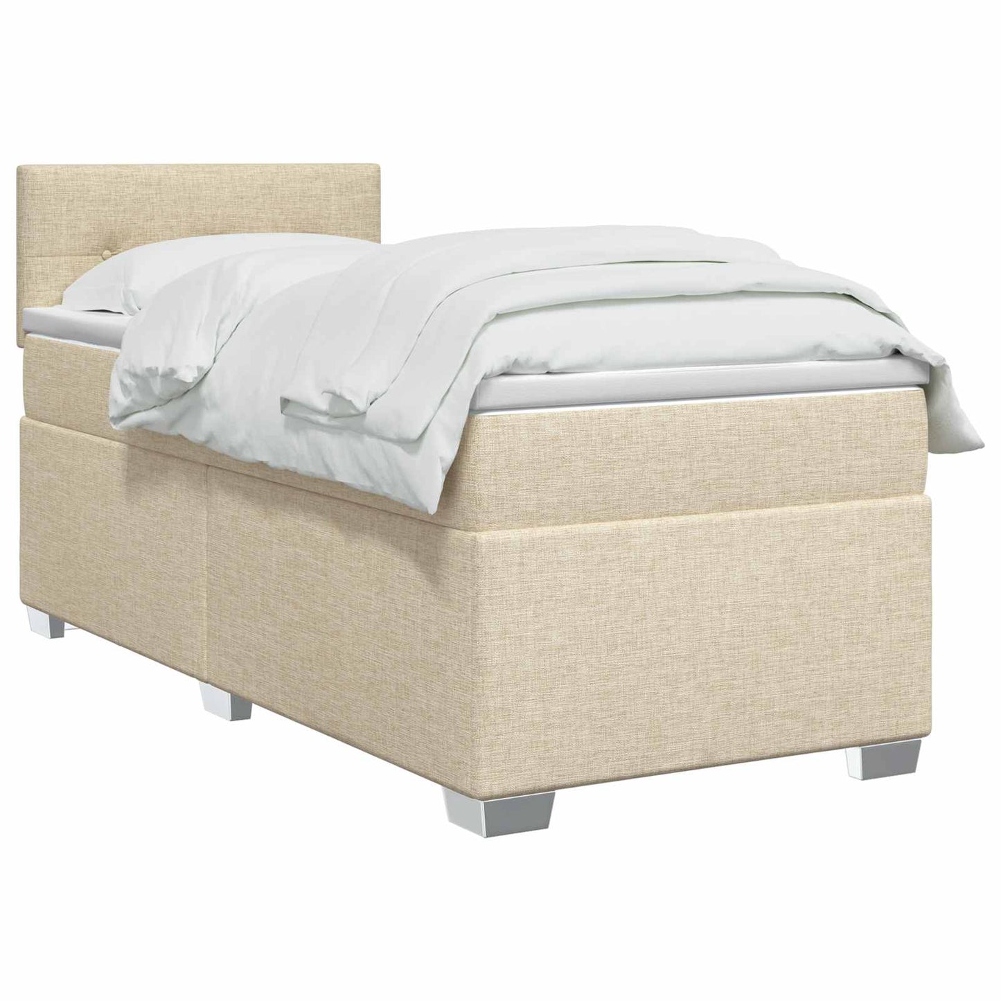 Boxspring ágy matraccal és LED-del Krémszínű 90 x 200 cm Szövet