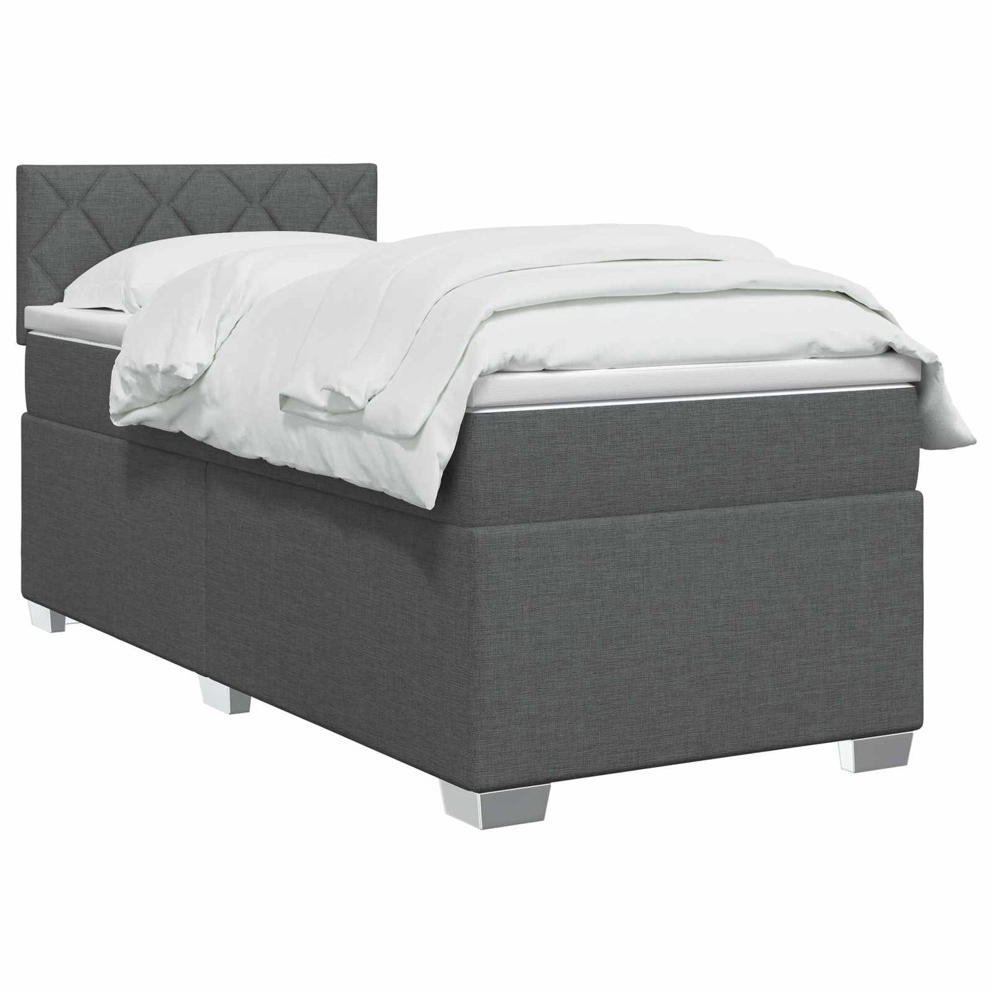 Boxspring ágy matraccal és LED-del Sötétszürke 90 x 200 cm