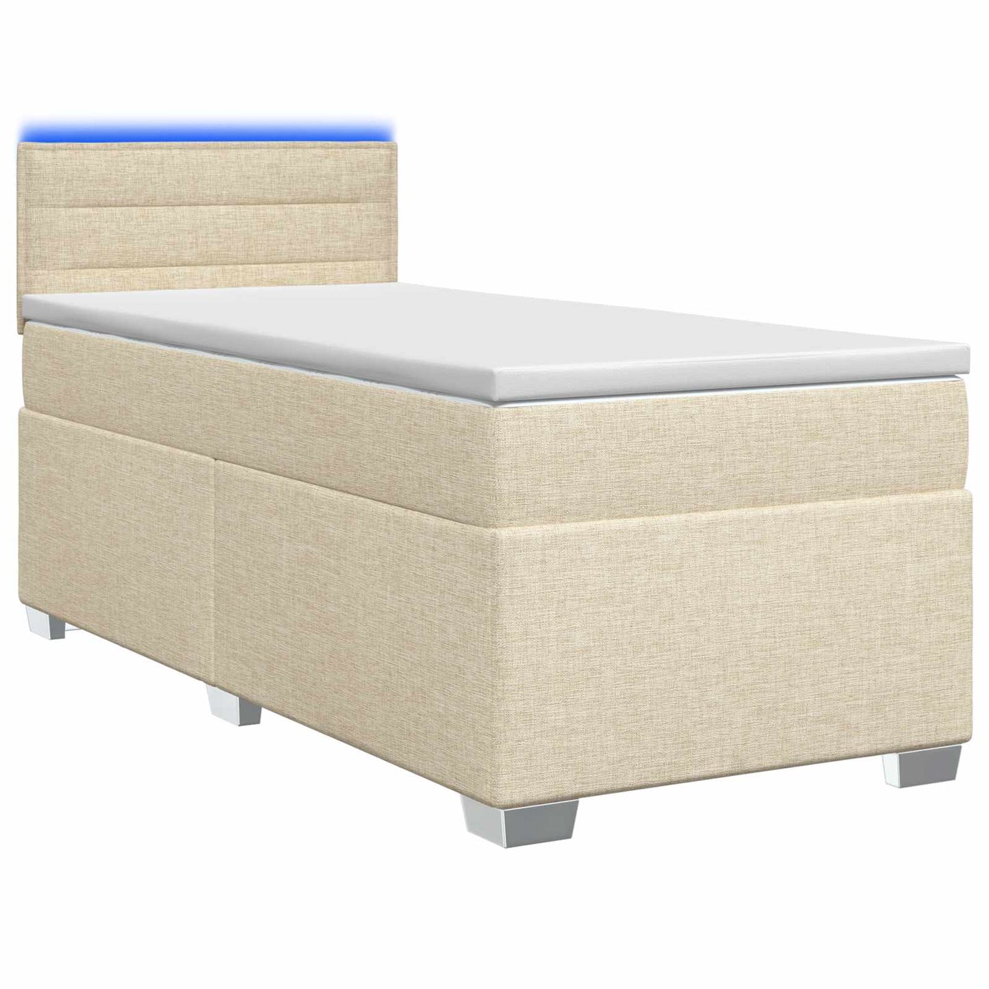 Boxspring ágy matraccal és LED-del Krémszínű 100 x 200 cm